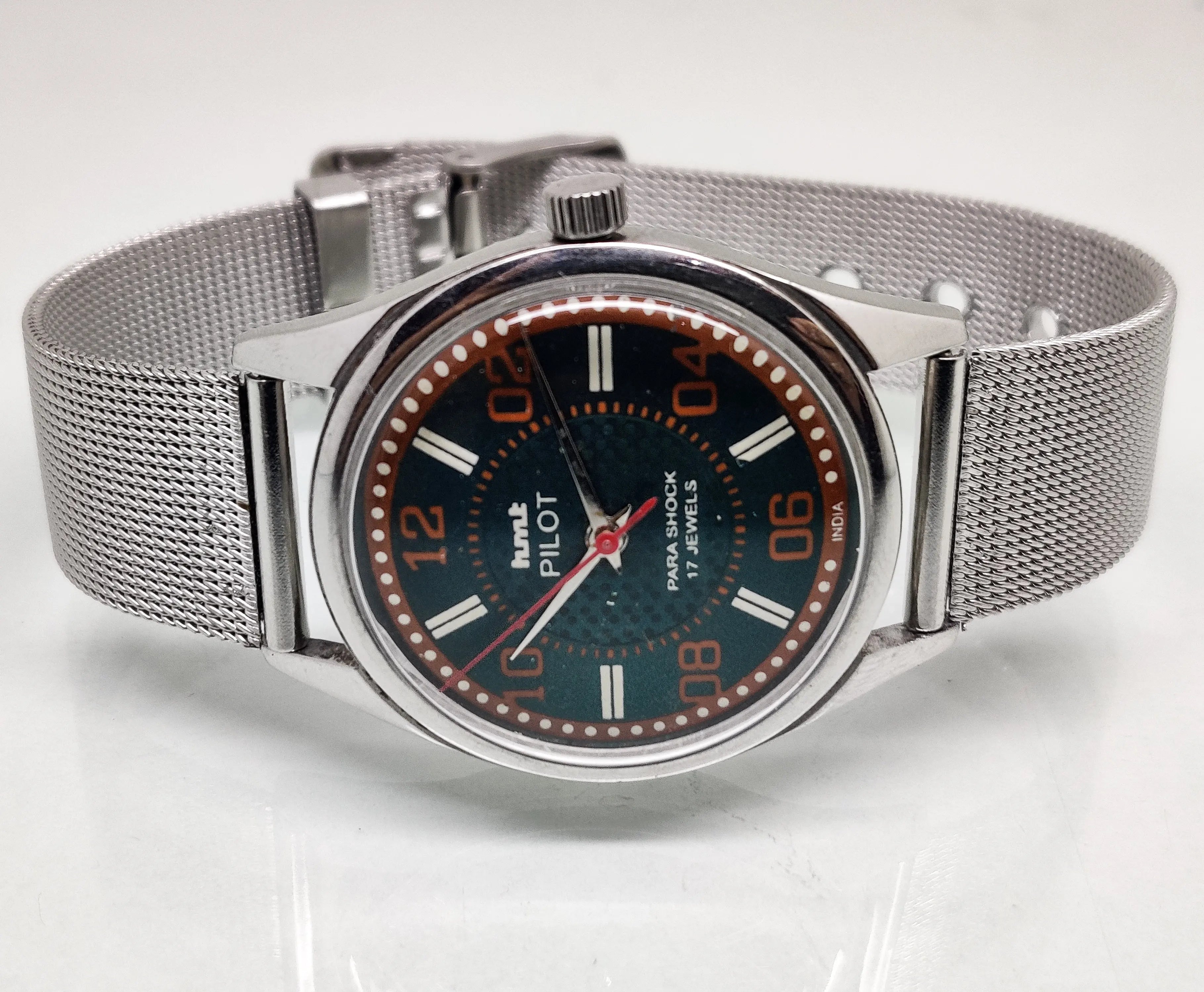 Hmt Pilot Mechanical Handwinding Movement stainless Steel Para Shock 17 Jewels Analog Dial Wrist Watch For Men National Watches