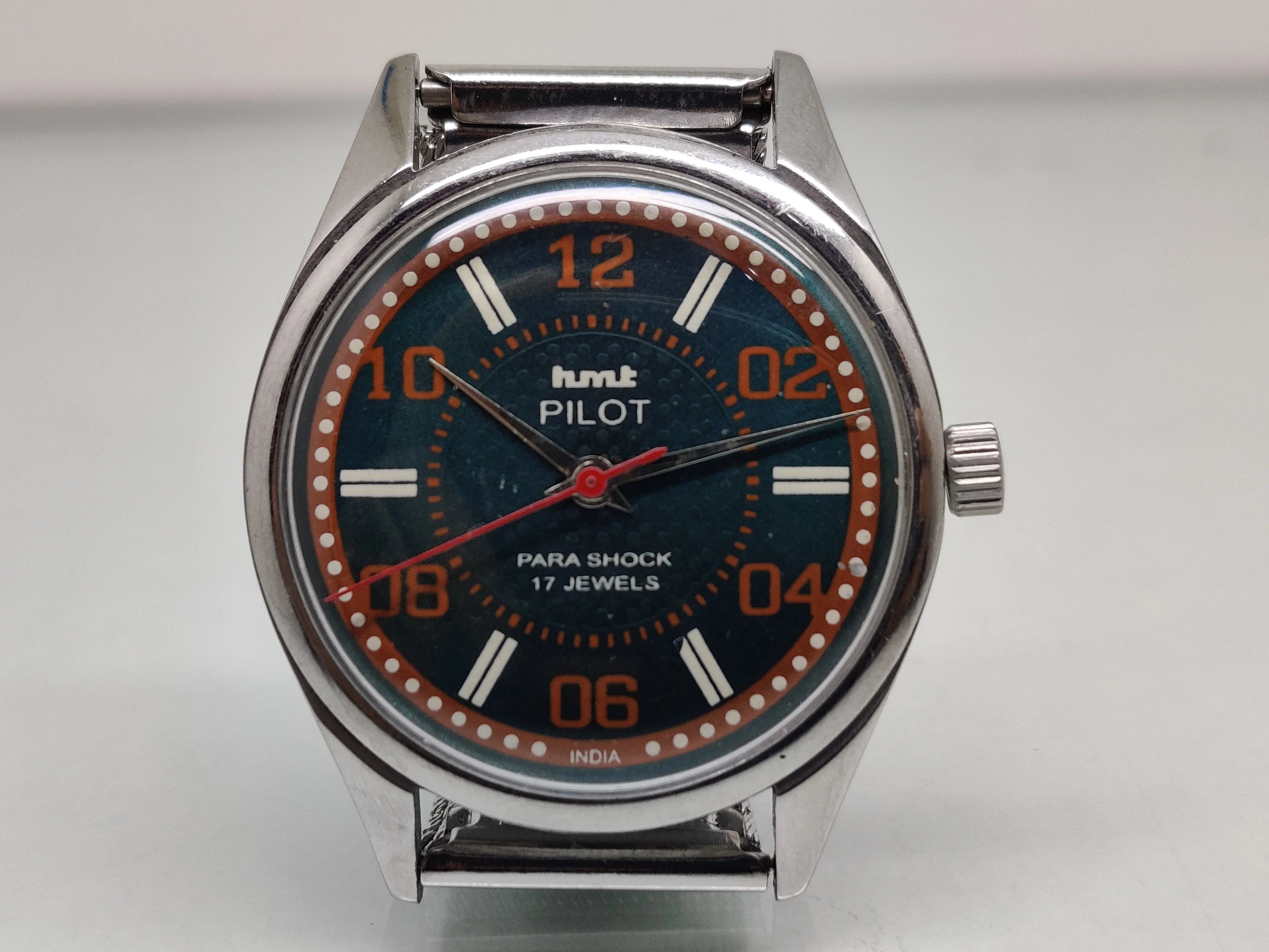 Hmt Pilot Mechanical Handwinding Movement stainless Steel Para Shock 17 Jewels Analog Dial Wrist Watch For Men National Watches
