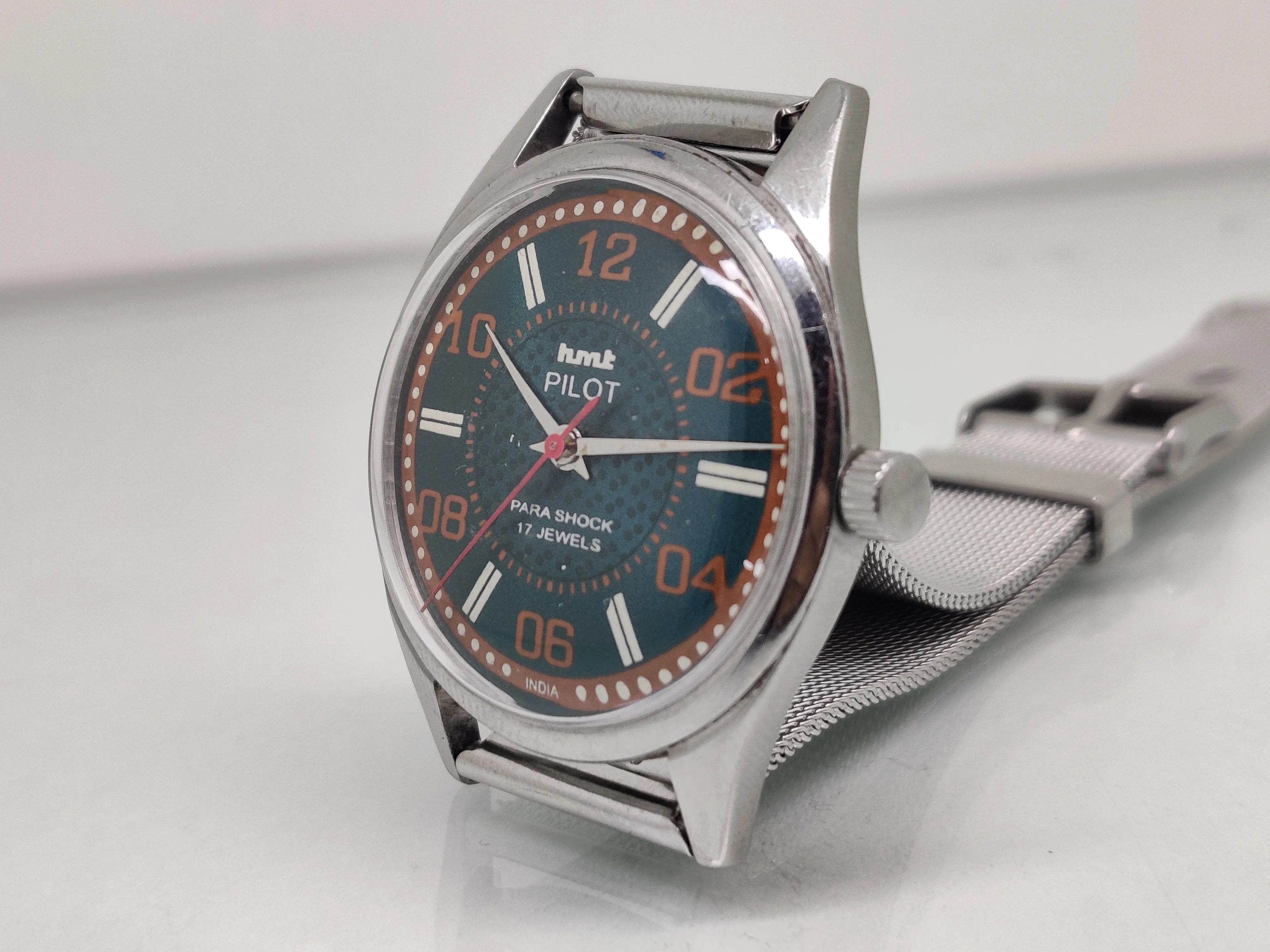 Hmt Pilot Mechanical Handwinding Movement stainless Steel Para Shock 17 Jewels Analog Dial Wrist Watch For Men National Watches
