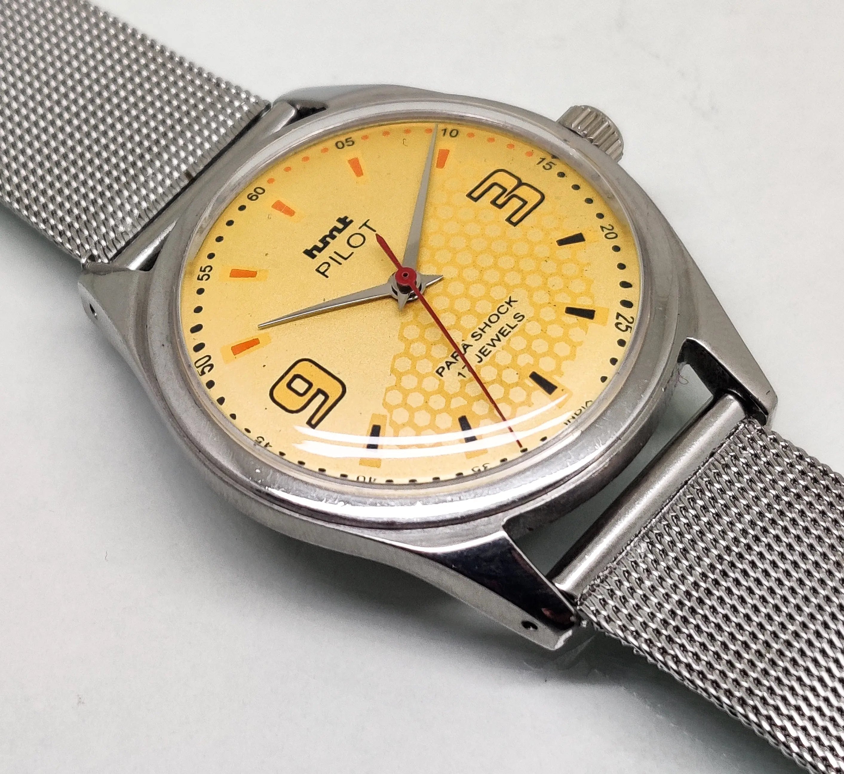 Hmt Pilot Mechanical Handwinding Movement stainless Steel Para Shock 17 Jewels Analog Dial Wrist Watch For Men National Watches