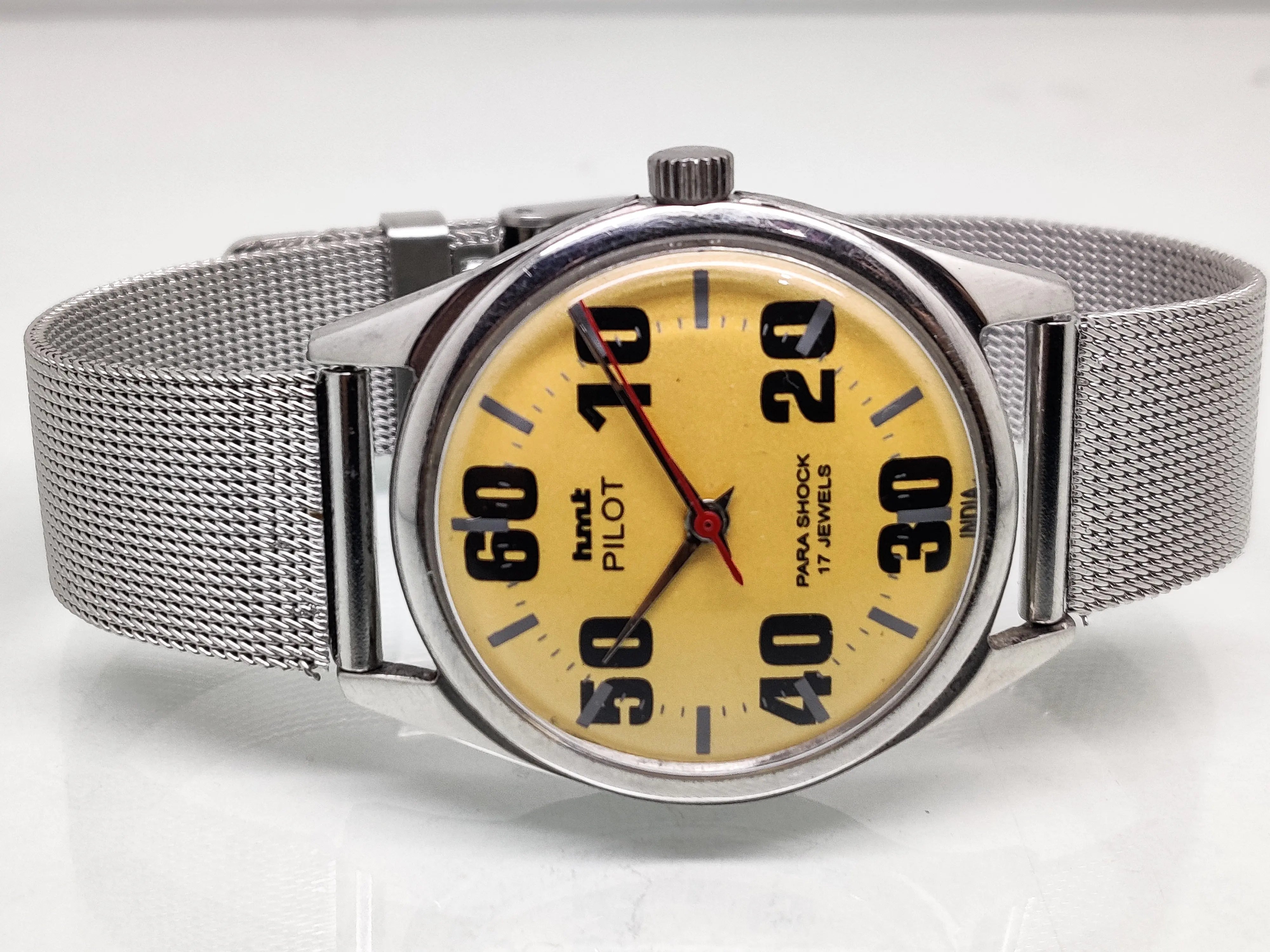 Hmt Pilot Mechanical Handwinding Movement stainless Steel Para Shock 17 Jewels Analog Dial Wrist Watch For Men National Watches