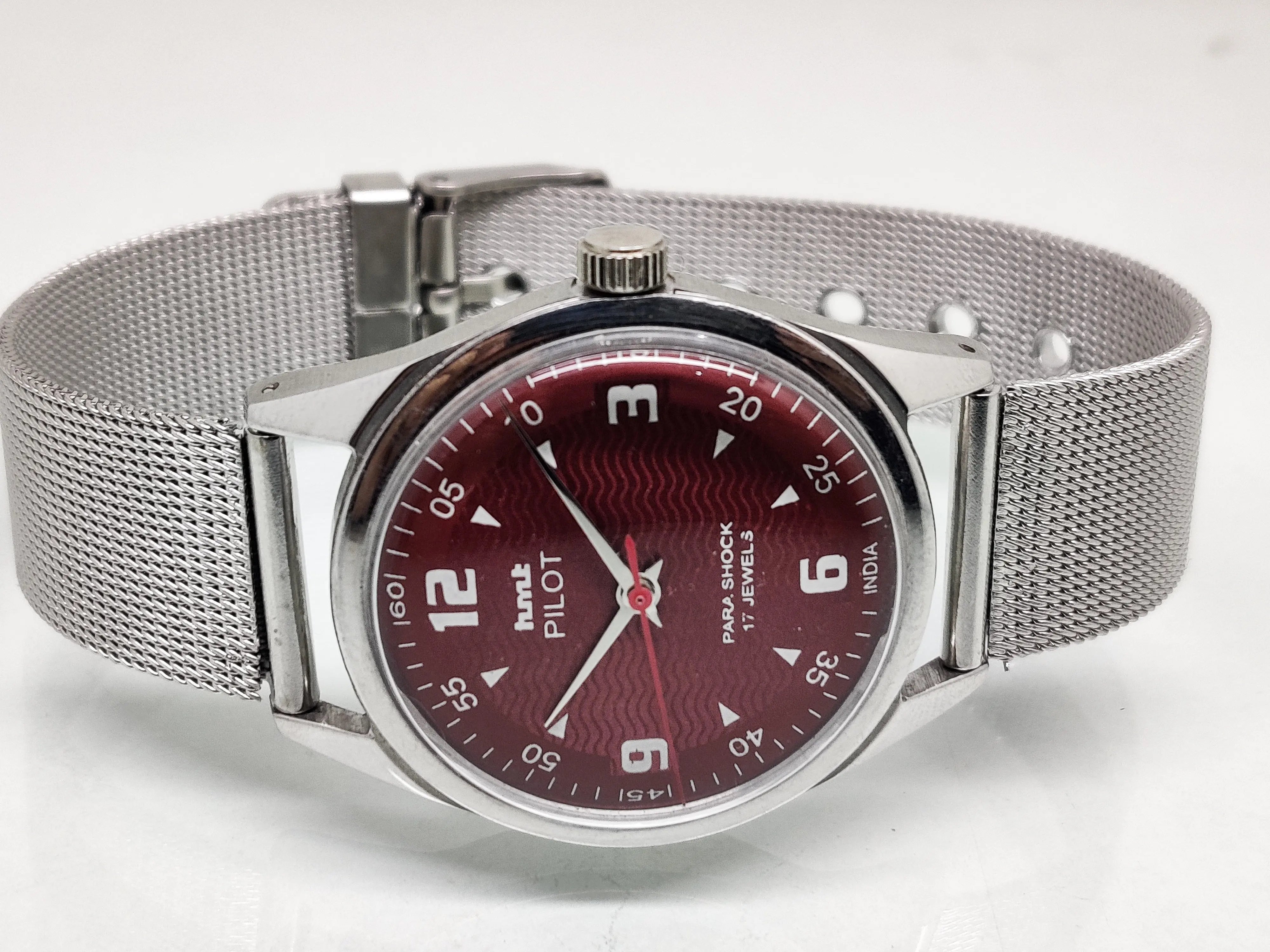 Hmt Pilot Mechanical Handwinding Movement stainless Steel Para Shock 17 Jewels Analog Dial Wrist Watch For Men National Watches
