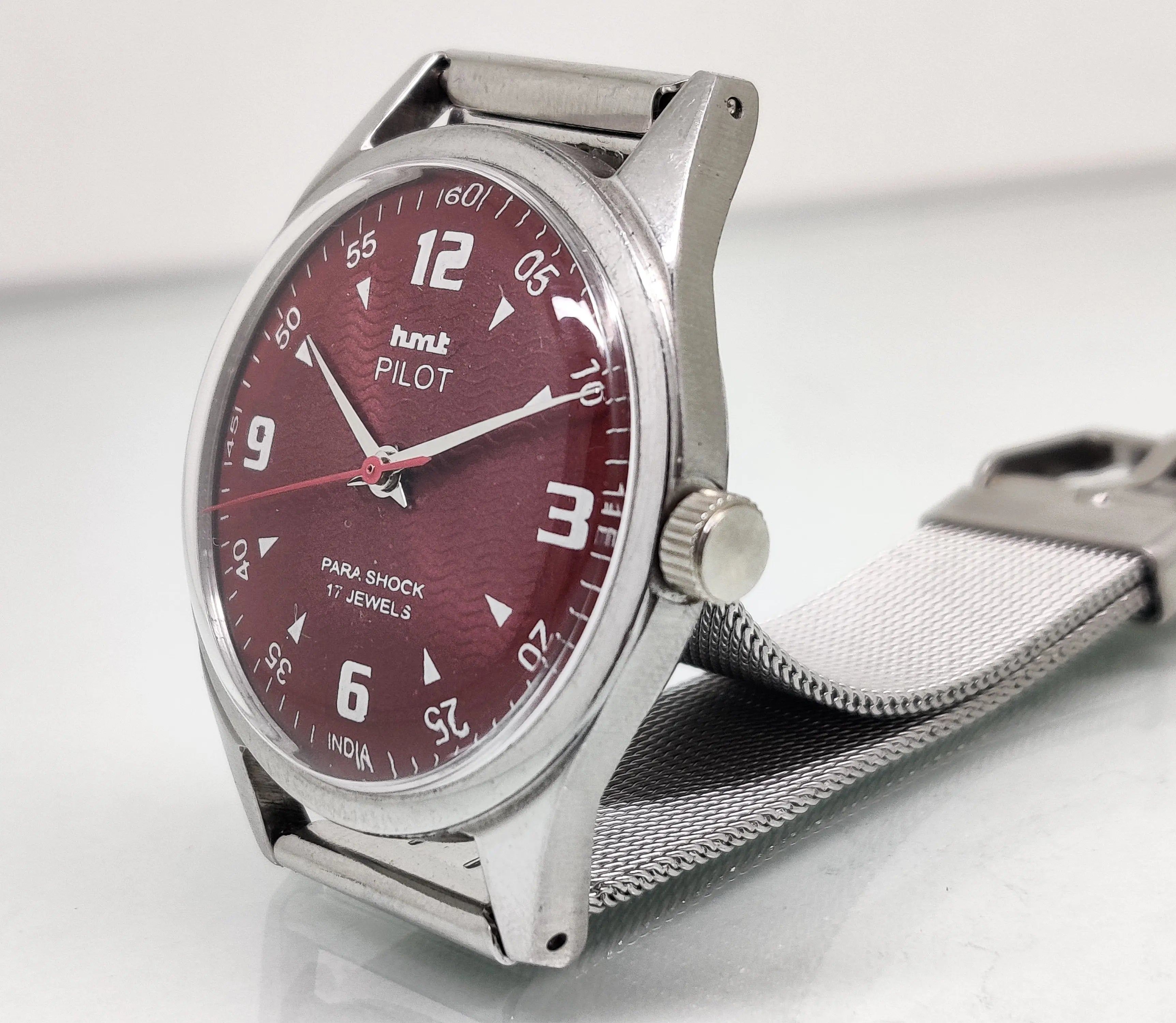 Hmt Pilot Mechanical Handwinding Movement stainless Steel Para Shock 17 Jewels Analog Dial Wrist Watch For Men National Watches