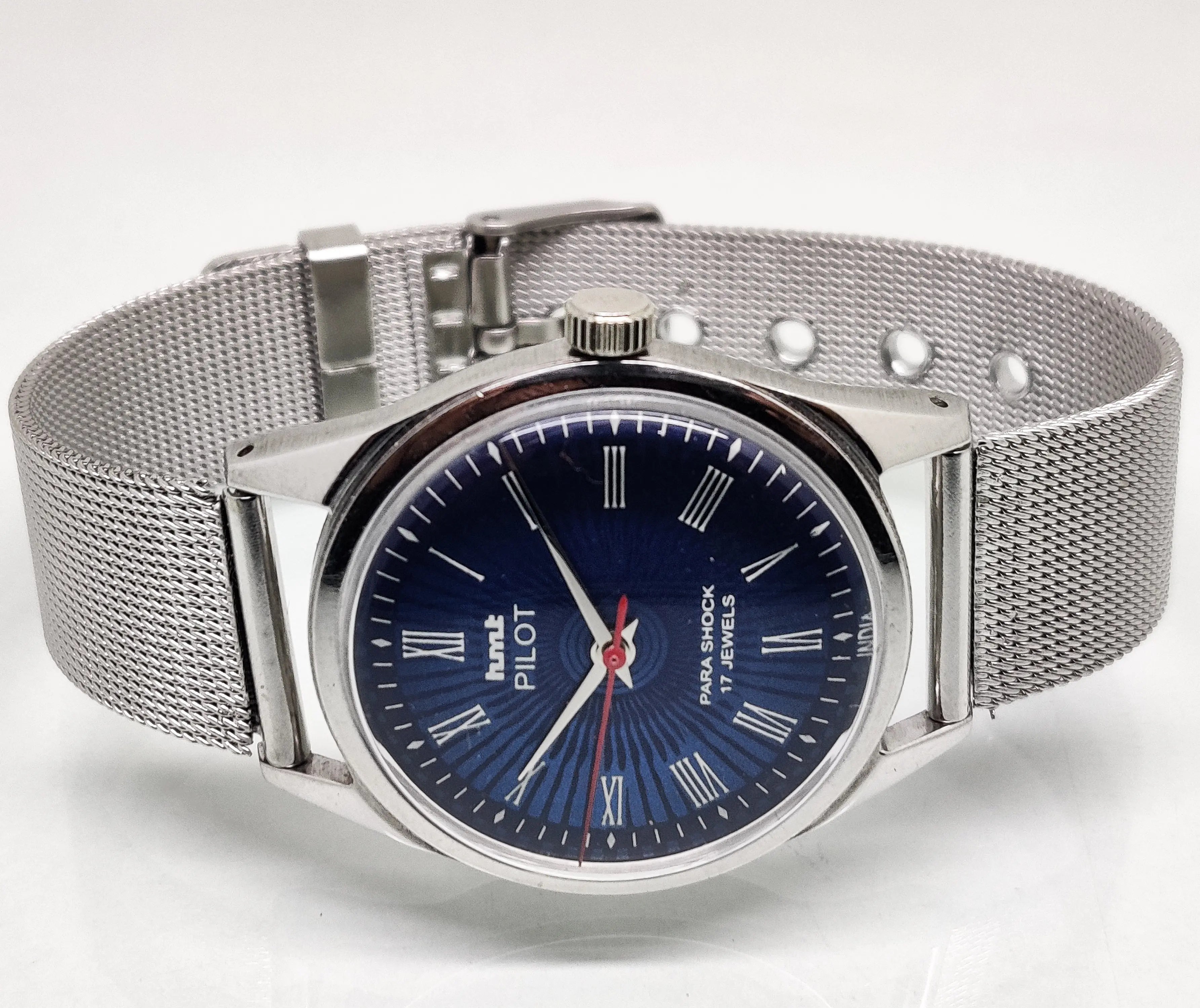 Hmt Pilot Mechanical Handwinding Movement stainless Steel Para Shock 17 Jewels Analog Dial Wrist Watch For Men National Watches