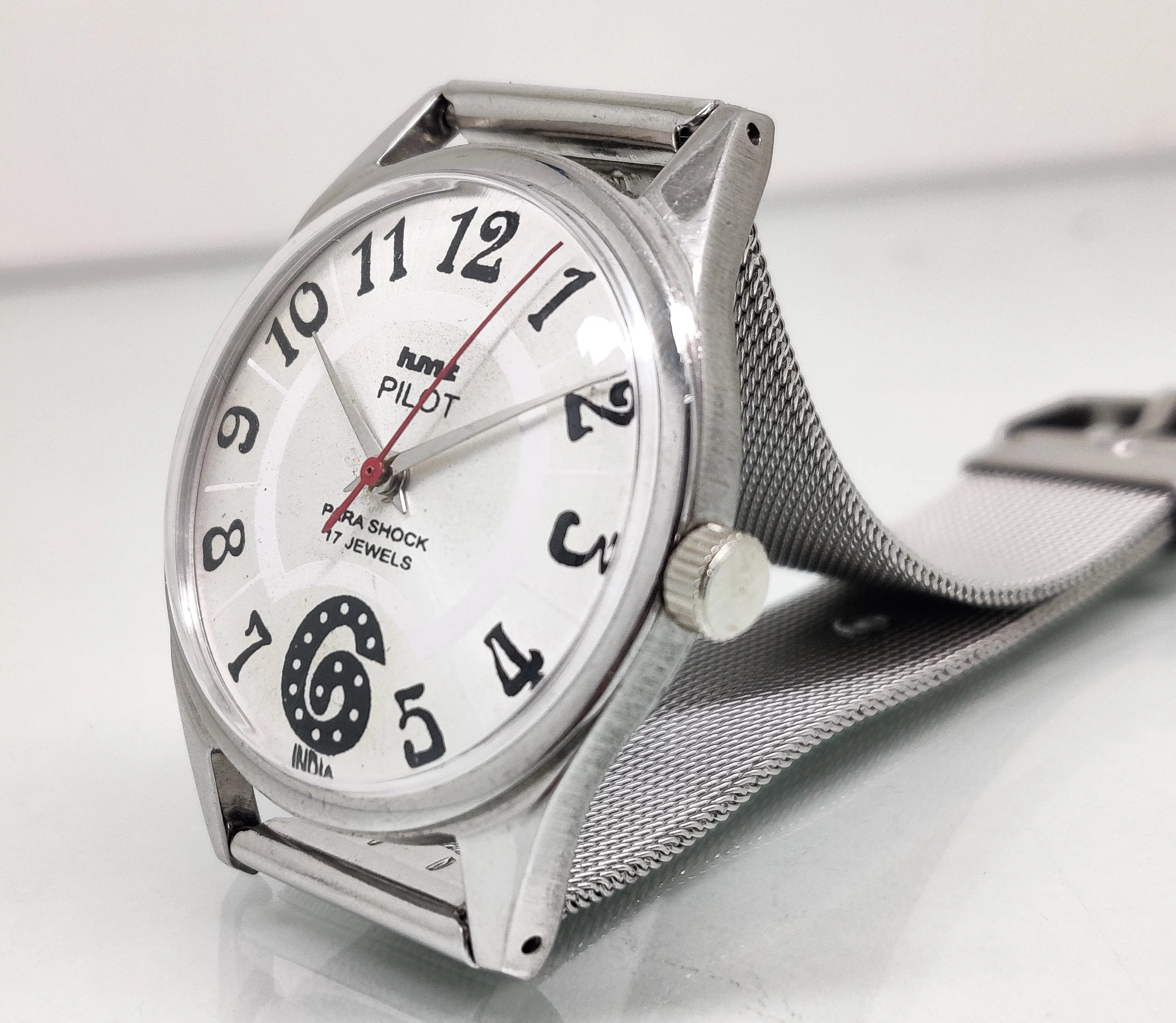 Hmt Pilot Mechanical Handwinding Movement stainless Steel Para Shock 17 Jewels Analog Dial Wrist Watch For Men National Watches