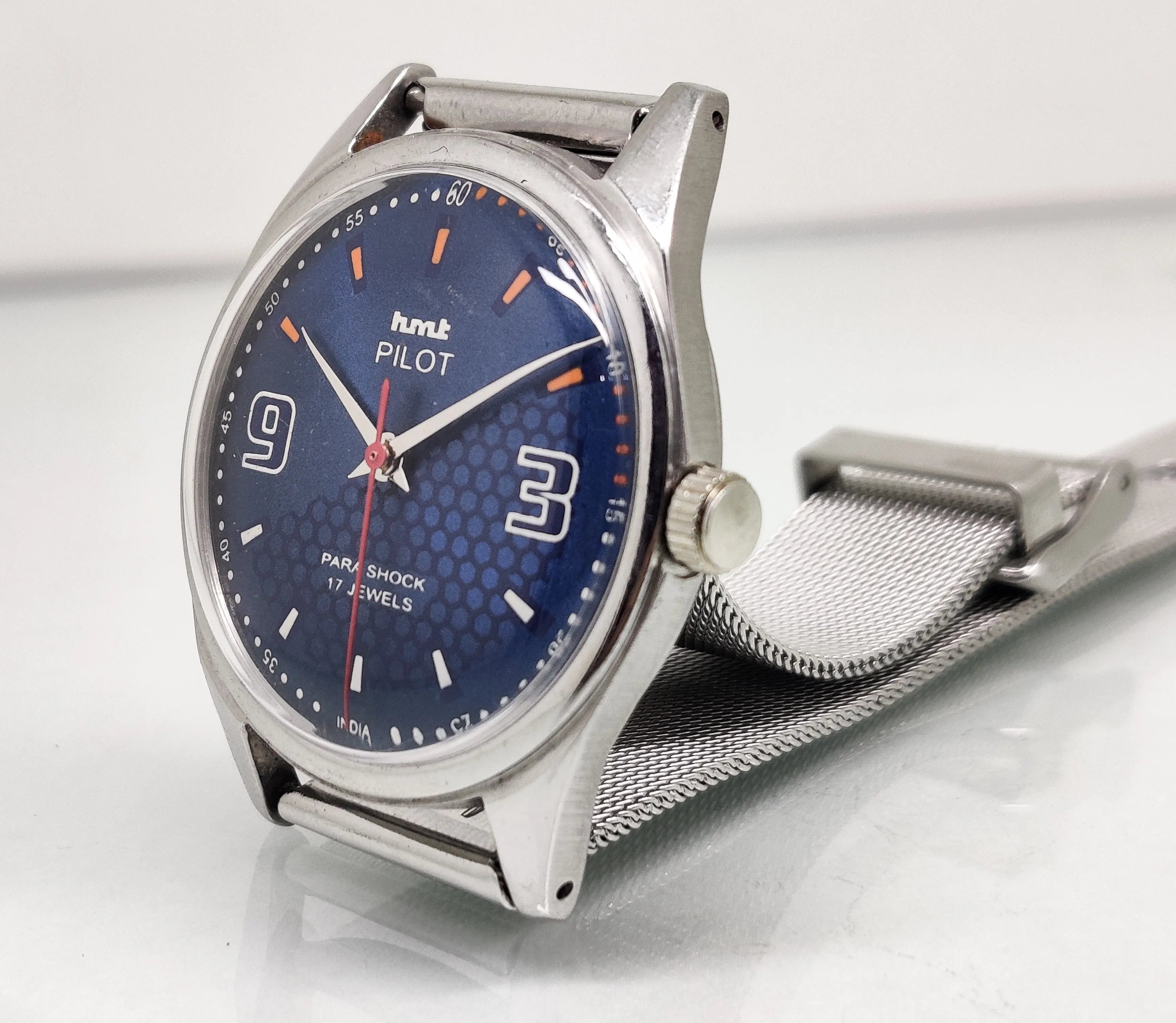 Hmt Pilot Mechanical Handwinding Movement stainless Steel Para Shock 17 Jewels Analog Dial Wrist Watch For Men National Watches