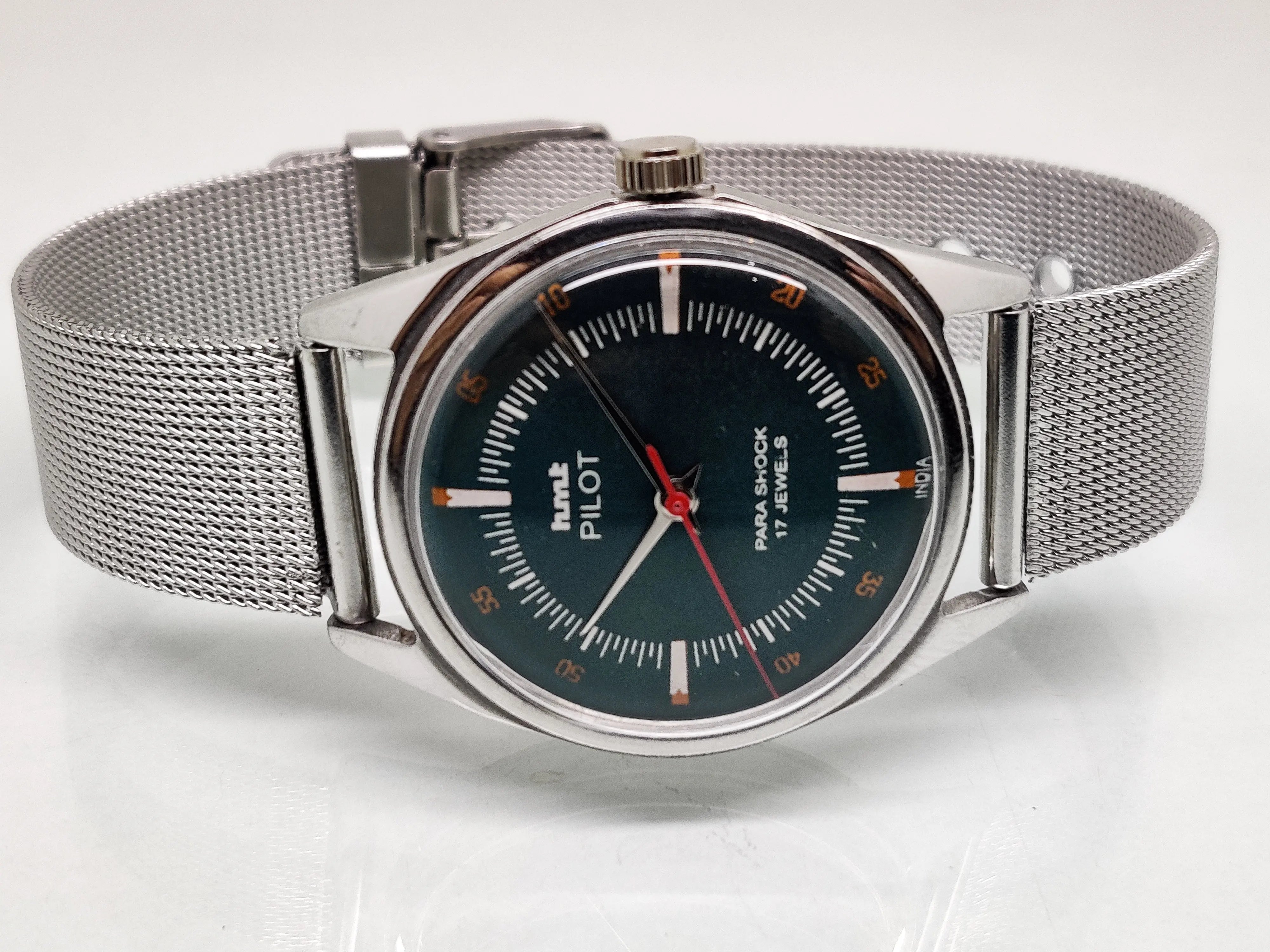 Hmt Pilot Mechanical Handwinding Movement stainless Steel Para Shock 17 Jewels Analog Dial Wrist Watch For Men National Watches