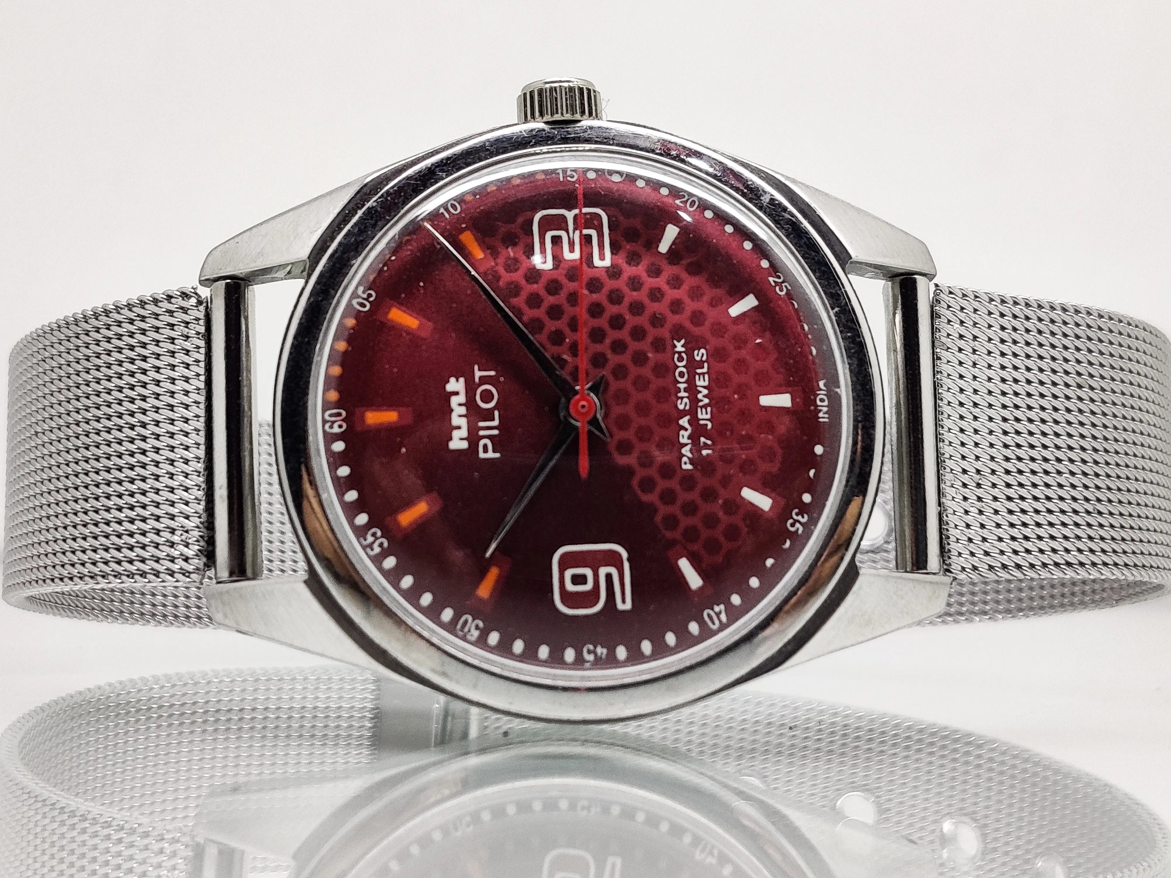 Hmt Pilot Mechanical Handwinding Movement stainless Steel Para Shock 17 Jewels Analog Dial Wrist Watch For Men National Watches
