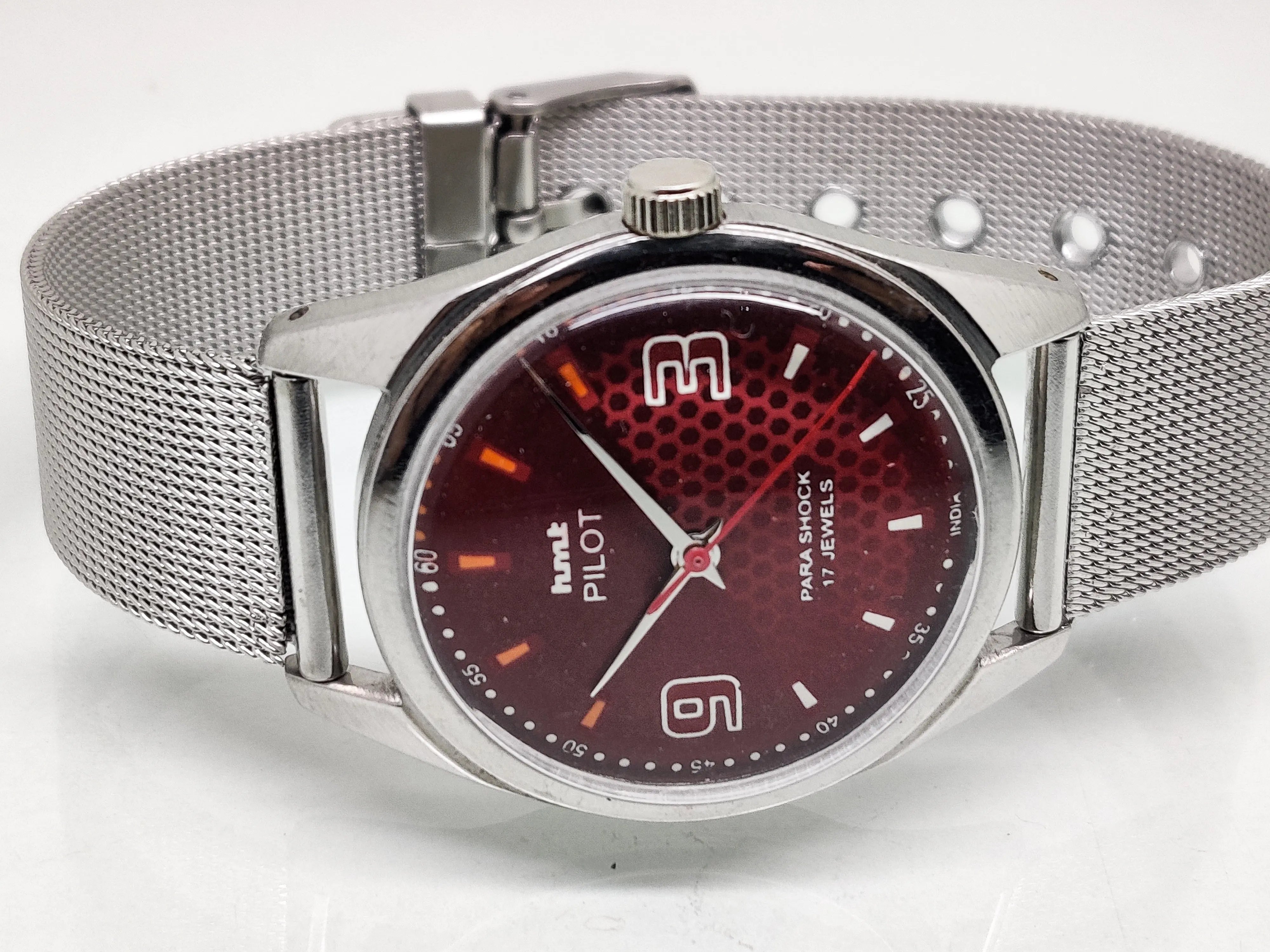 Hmt Pilot Mechanical Handwinding Movement stainless Steel Para Shock 17 Jewels Analog Dial Wrist Watch For Men National Watches