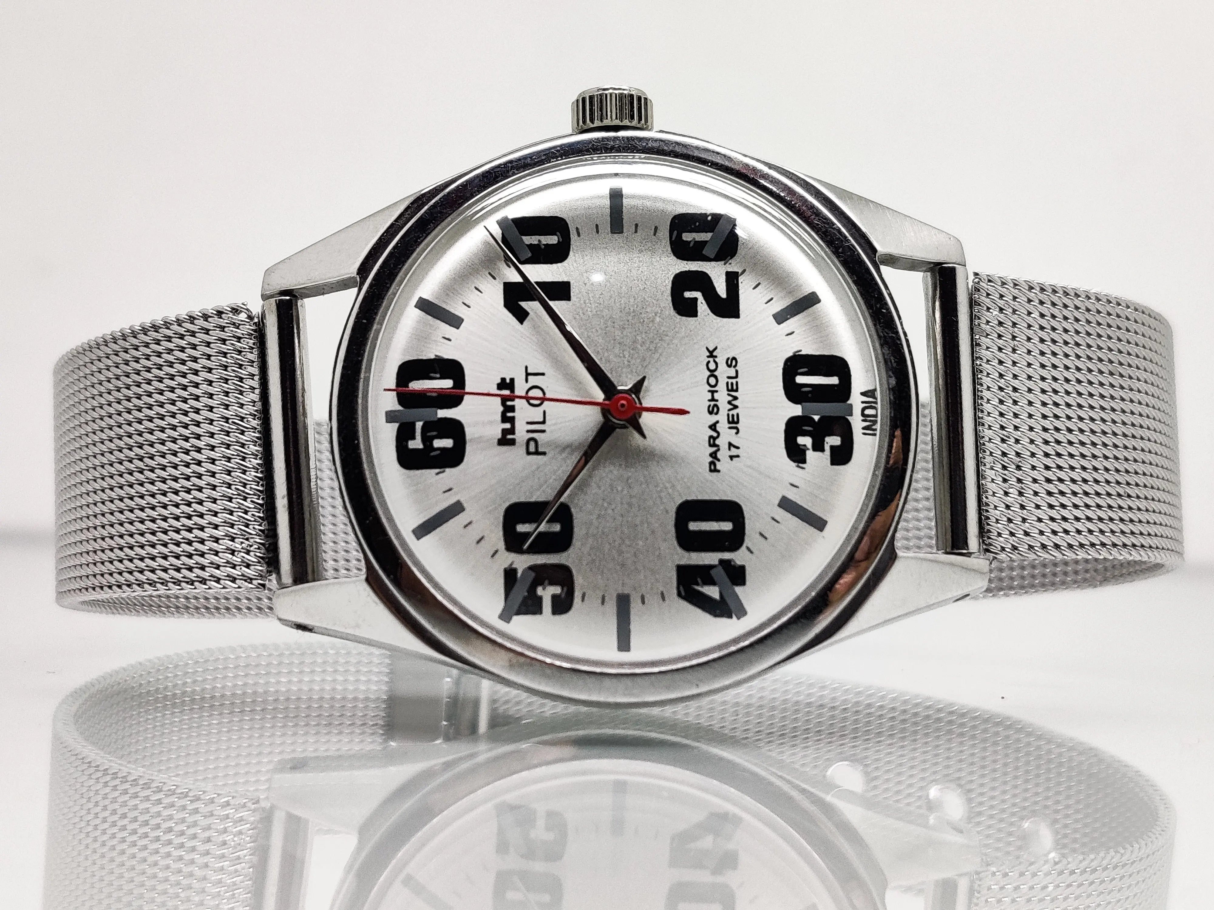 Hmt Pilot Mechanical Handwinding Movement stainless Steel Para Shock 17 Jewels Analog Dial Wrist Watch For Men National Watches
