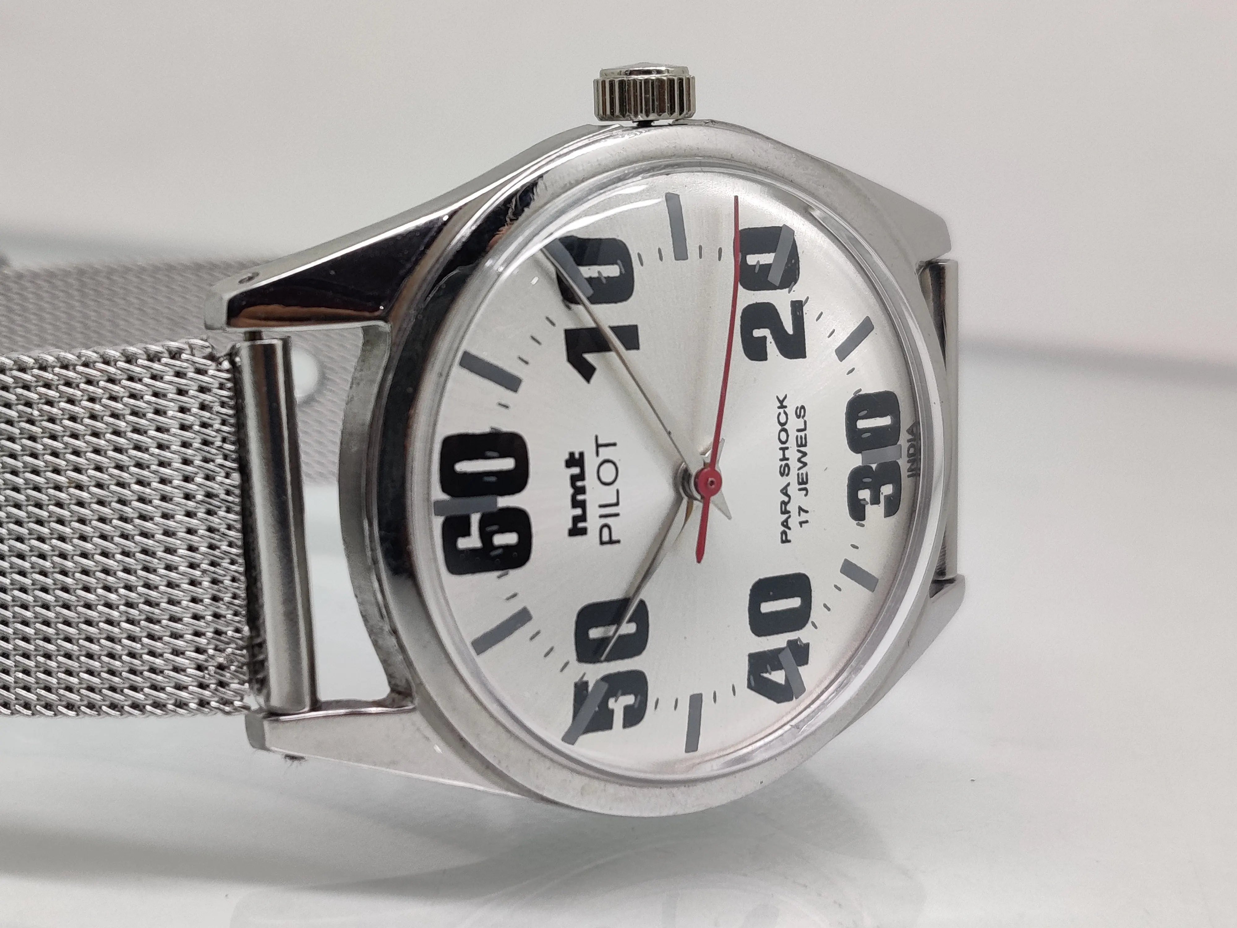 Hmt Pilot Mechanical Handwinding Movement stainless Steel Para Shock 17 Jewels Analog Dial Wrist Watch For Men National Watches