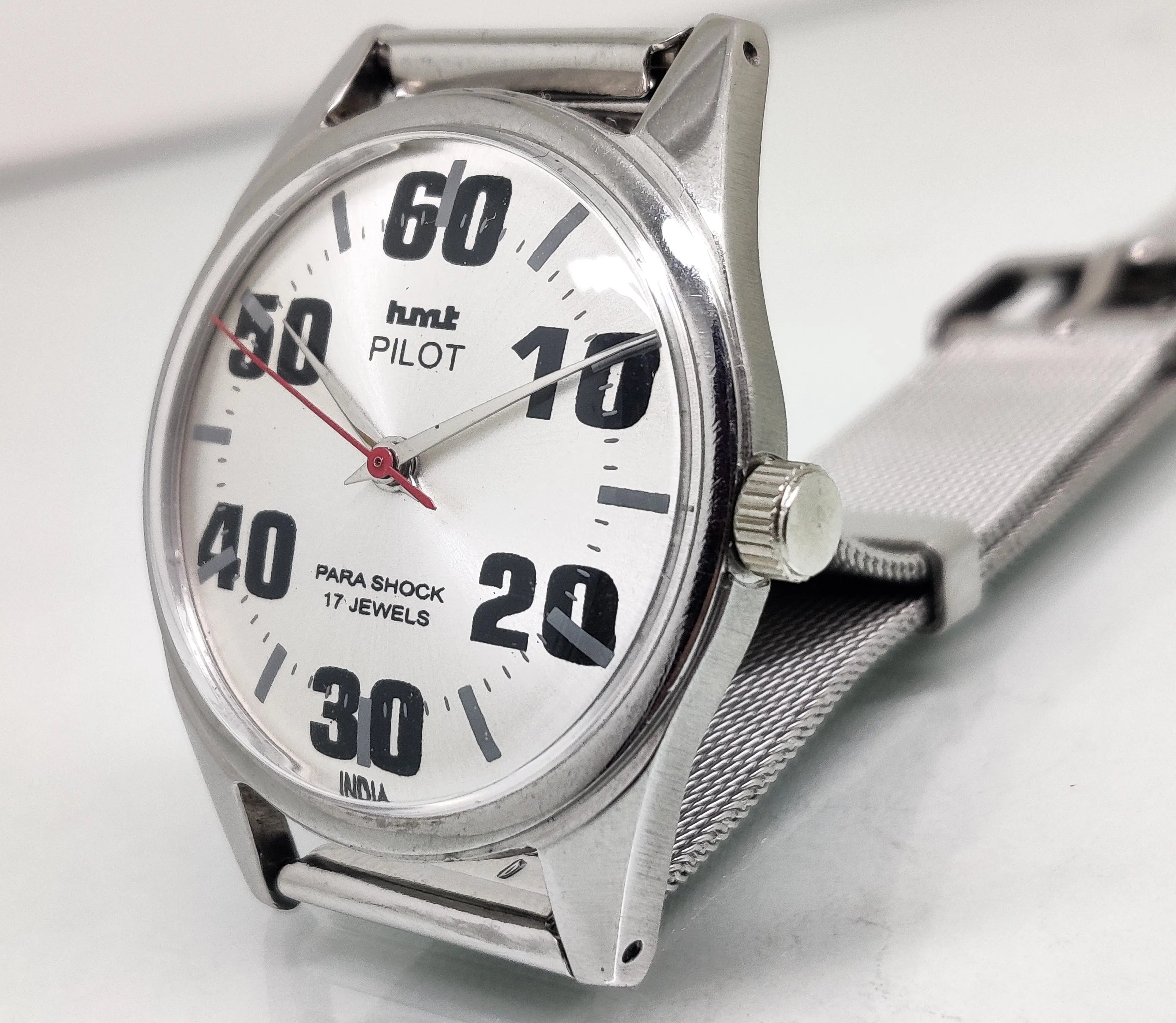 Hmt Pilot Mechanical Handwinding Movement stainless Steel Para Shock 17 Jewels Analog Dial Wrist Watch For Men National Watches