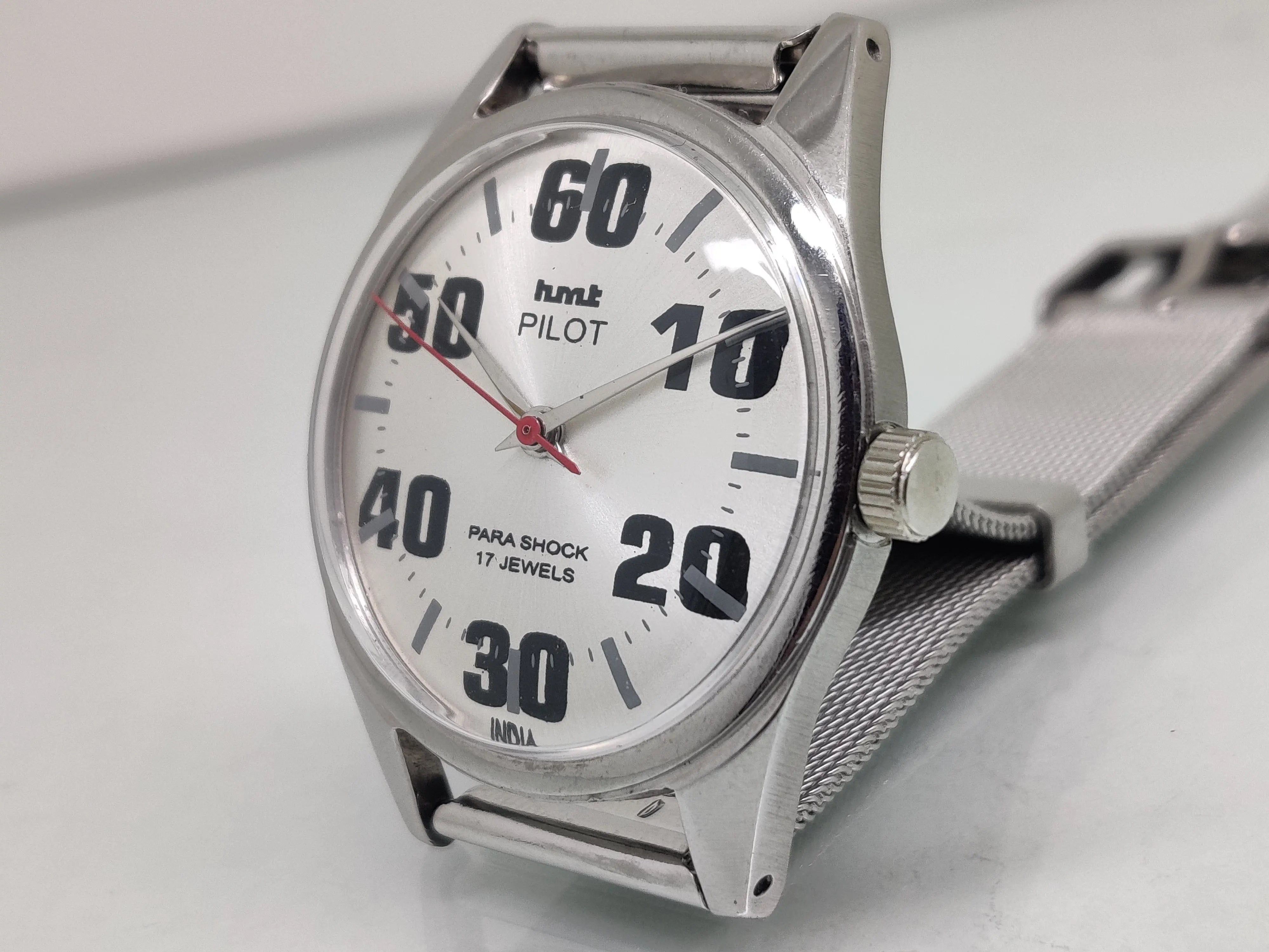 Hmt Pilot Mechanical Handwinding Movement stainless Steel Para Shock 17 Jewels Analog Dial Wrist Watch For Men National Watches