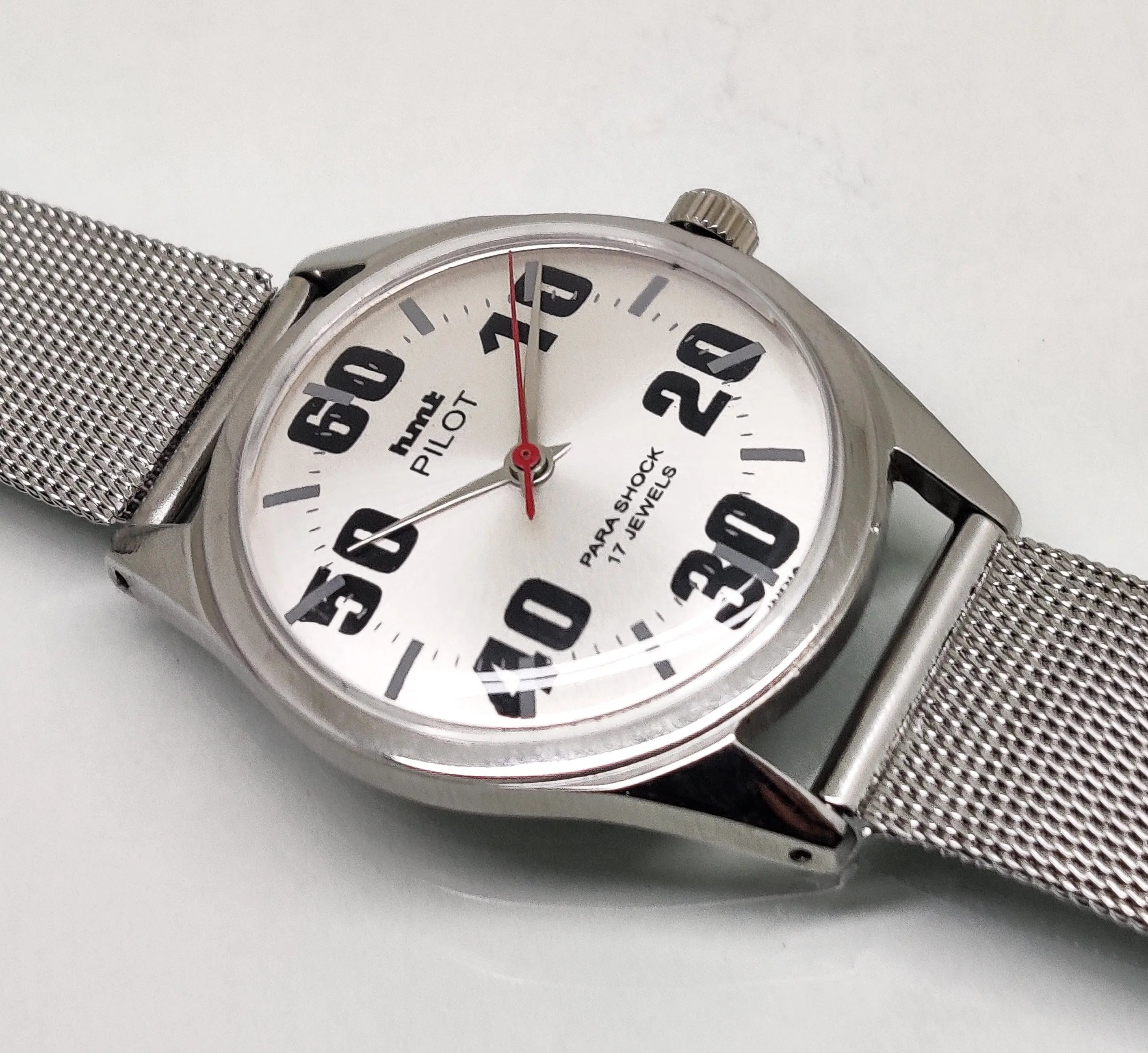 Hmt Pilot Mechanical Handwinding Movement stainless Steel Para Shock 17 Jewels Analog Dial Wrist Watch For Men National Watches