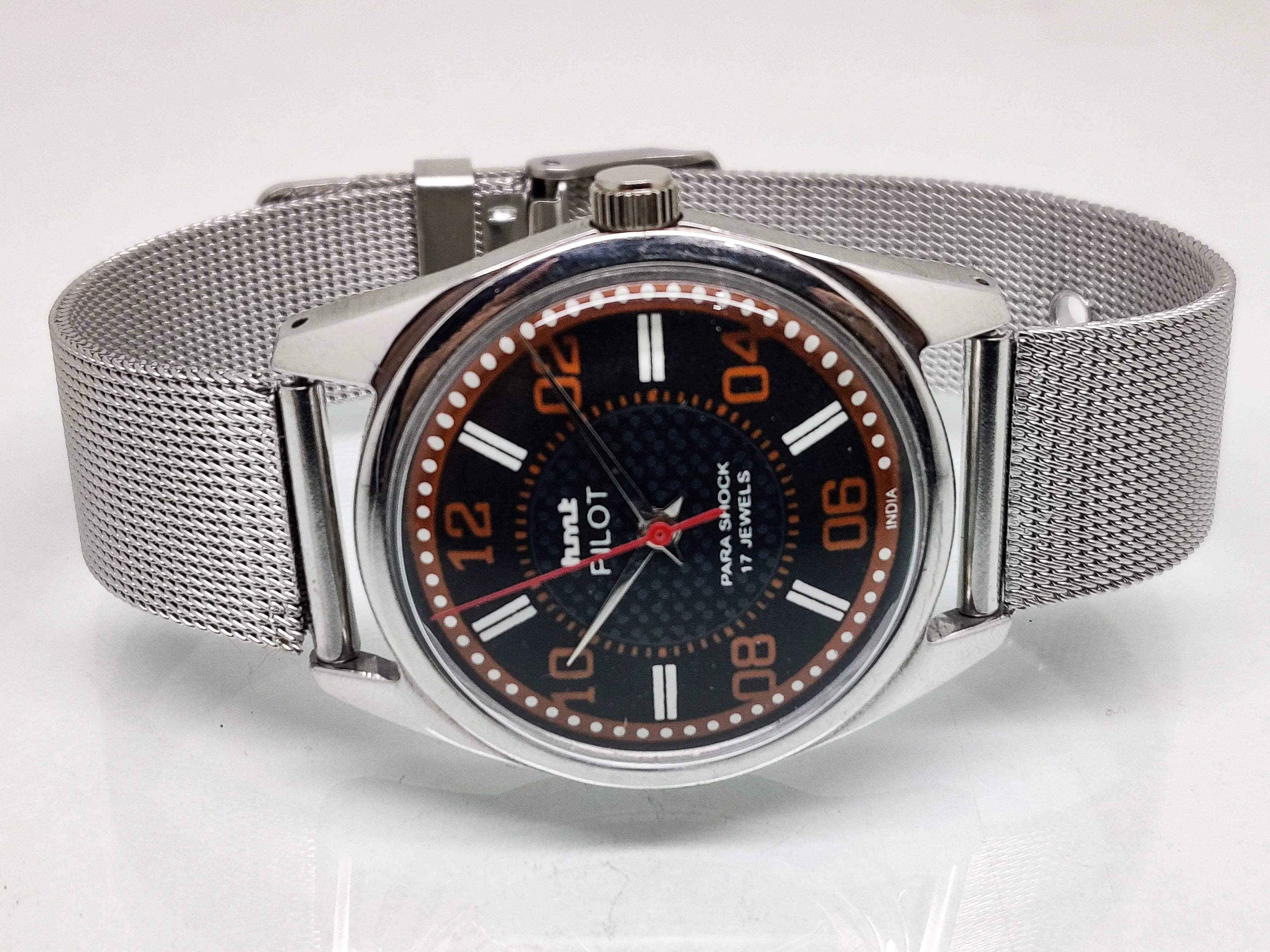 Hmt Pilot Mechanical Handwinding Movement stainless Steel Para Shock 17 Jewels Analog Dial Wrist Watch For Men National Watches