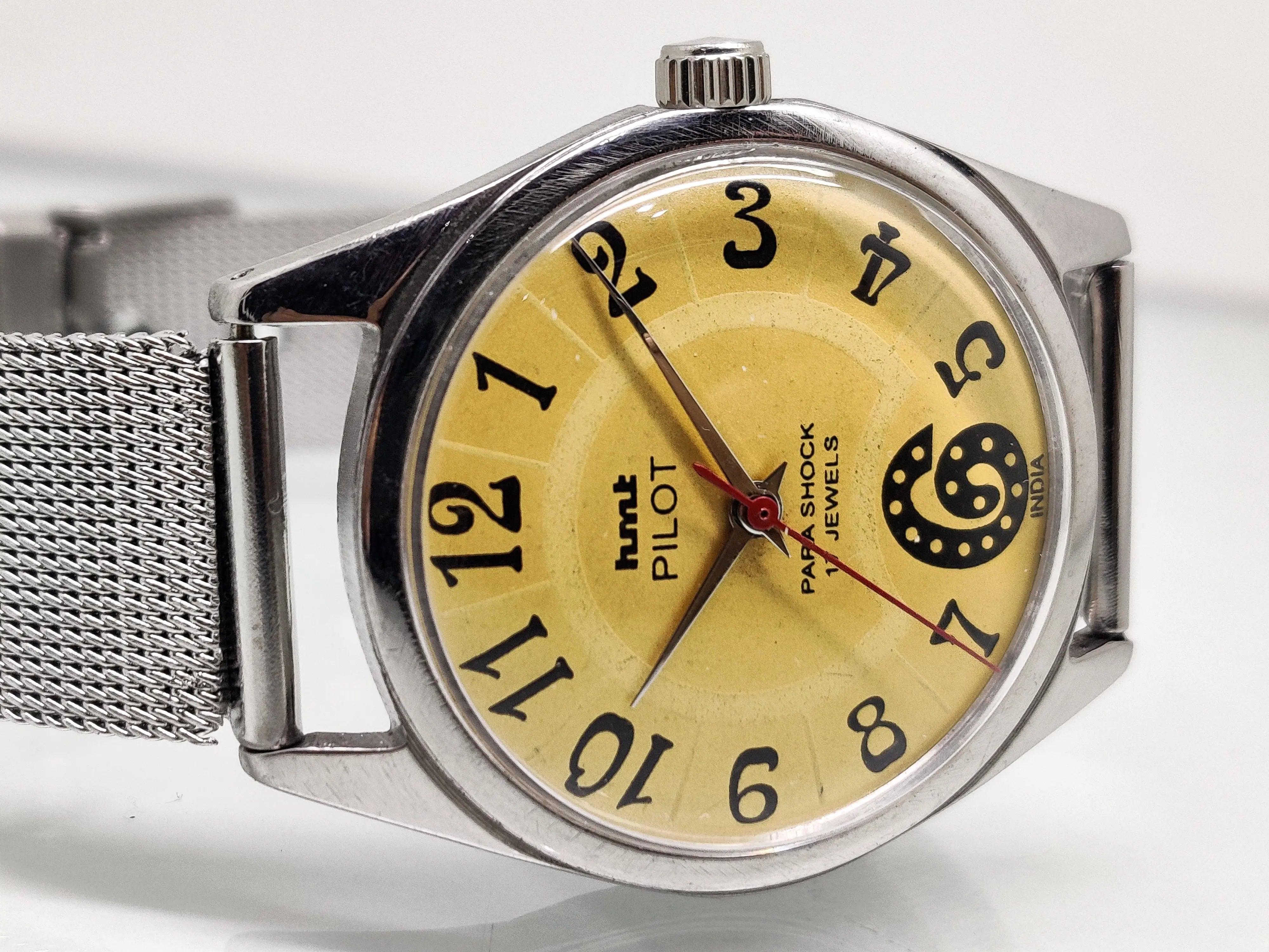 Hmt Pilot Mechanical Handwinding Movement stainless Steel Para Shock 17 Jewels Analog Dial Wrist Watch For Men National Watches