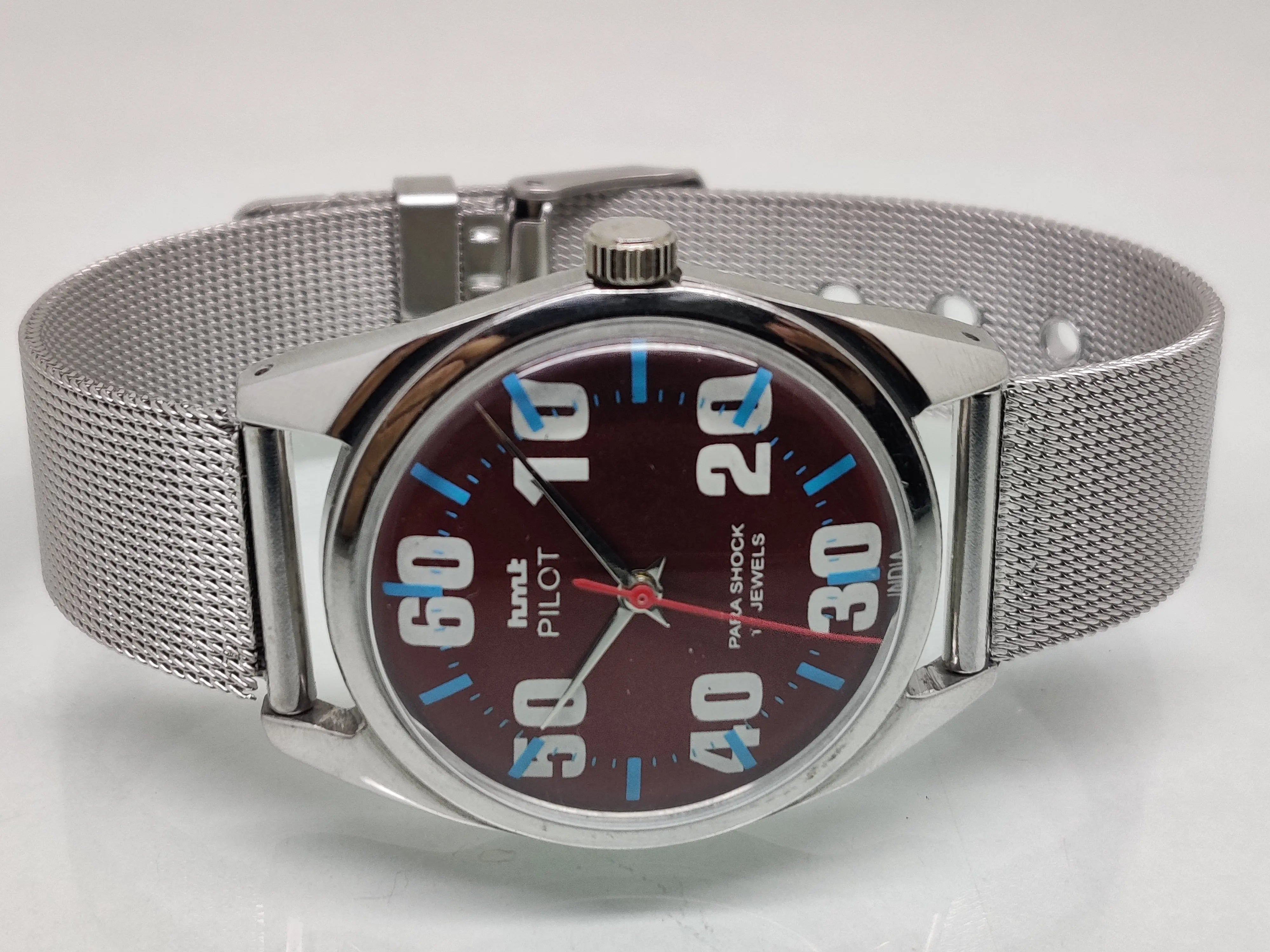 Hmt Pilot Mechanical Handwinding Movement stainless Steel Para Shock 17 Jewels Analog Dial Wrist Watch For Men National Watches