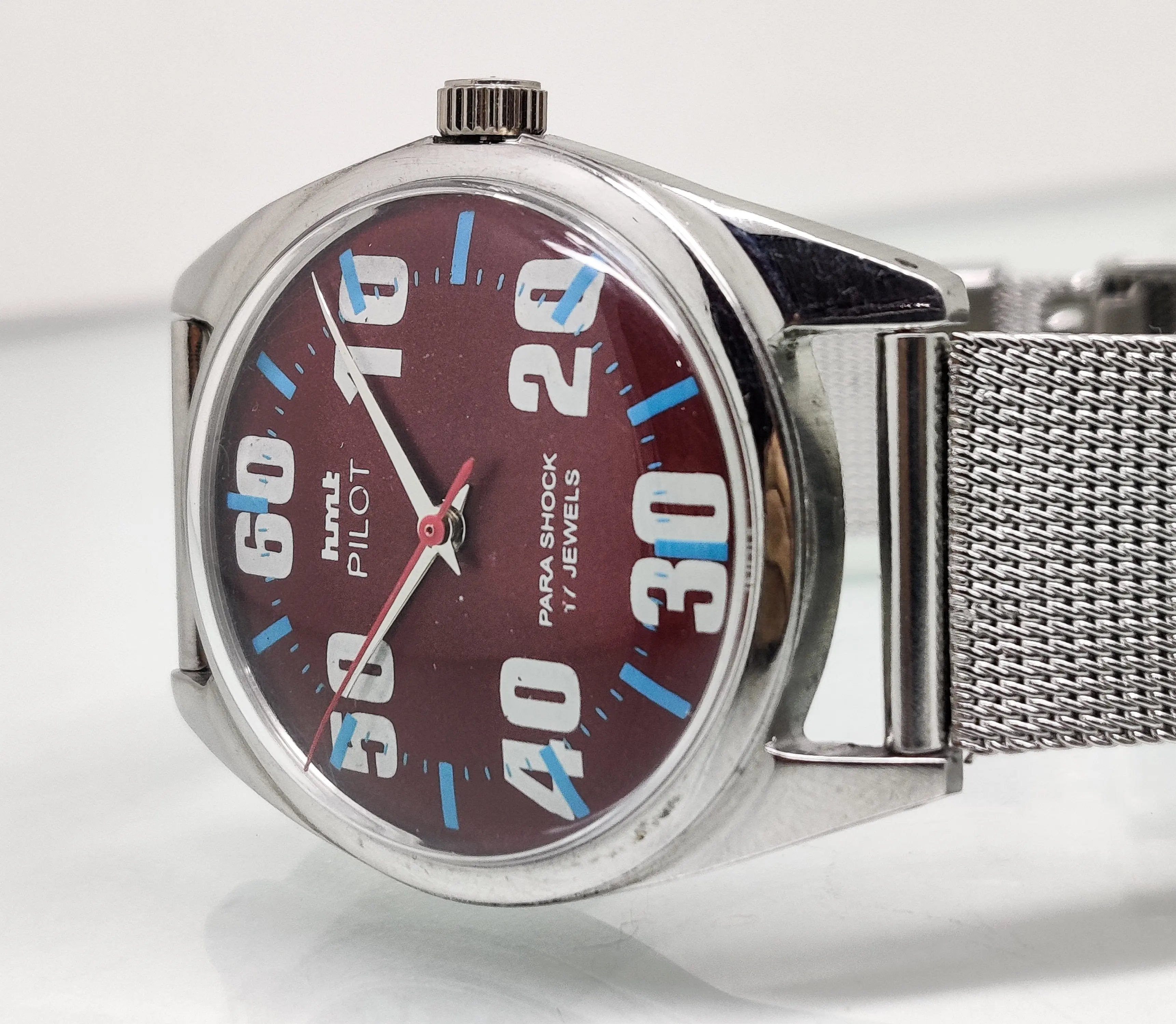Hmt Pilot Mechanical Handwinding Movement stainless Steel Para Shock 17 Jewels Analog Dial Wrist Watch For Men National Watches