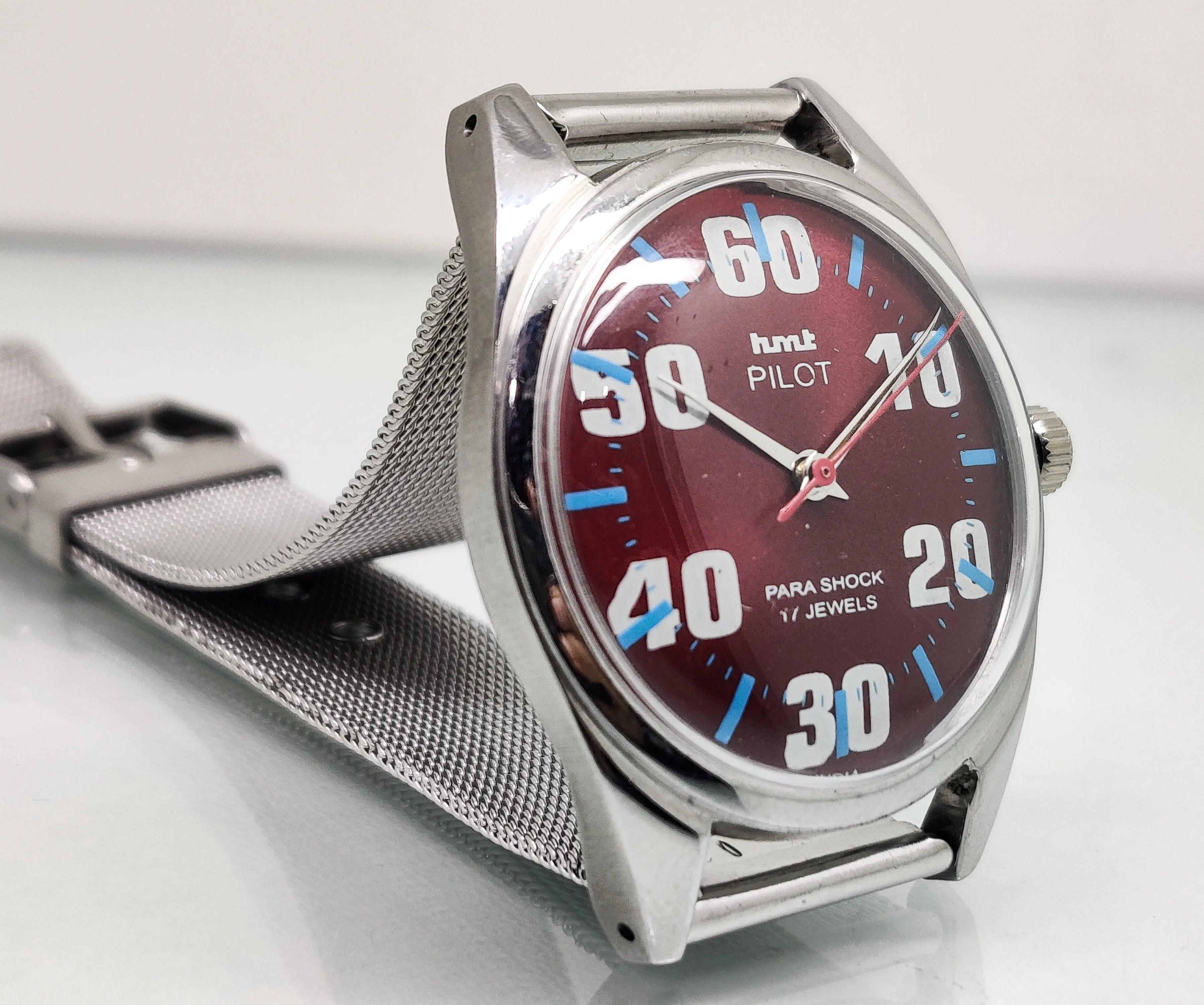 Hmt Pilot Mechanical Handwinding Movement stainless Steel Para Shock 17 Jewels Analog Dial Wrist Watch For Men National Watches