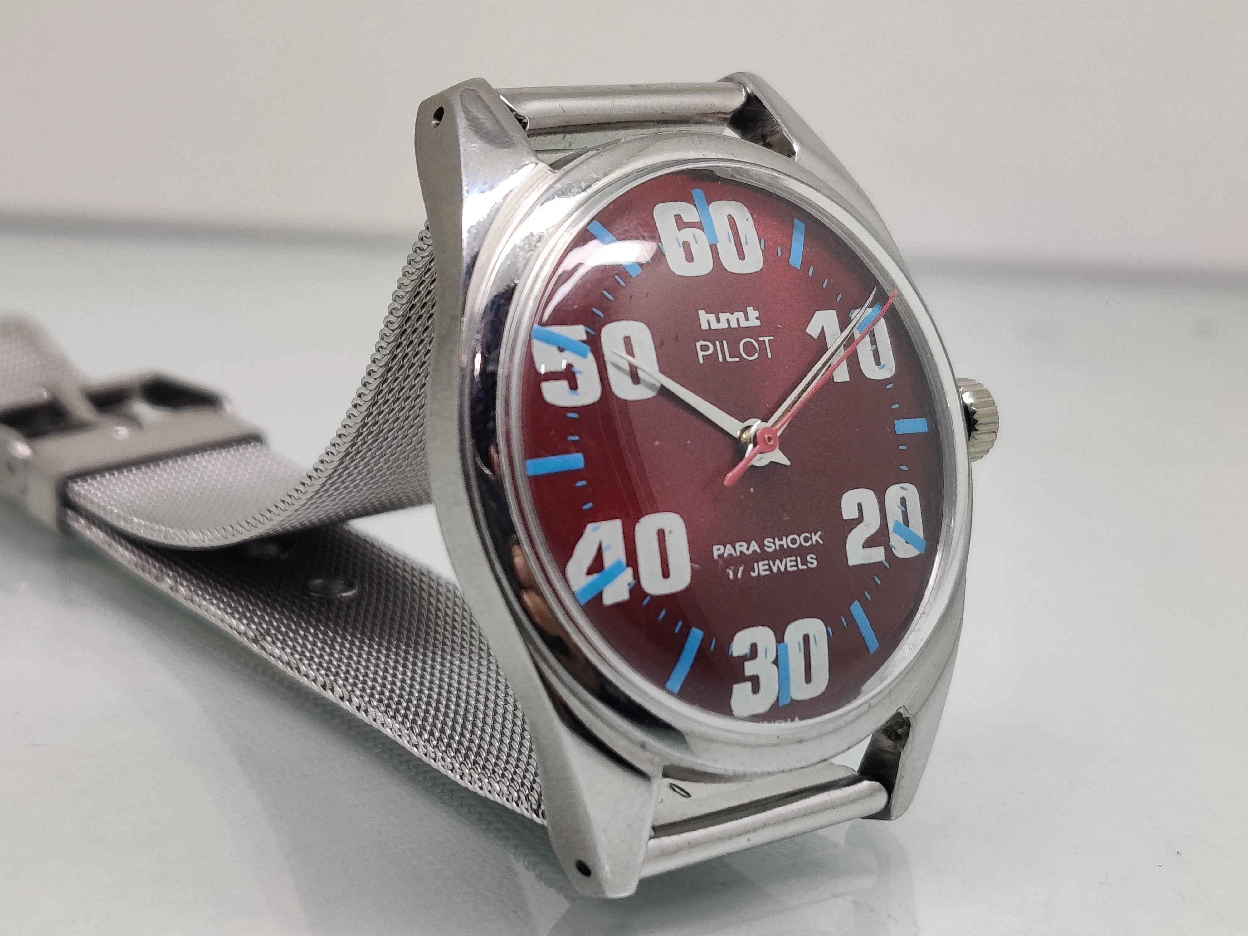 Hmt Pilot Mechanical Handwinding Movement stainless Steel Para Shock 17 Jewels Analog Dial Wrist Watch For Men National Watches