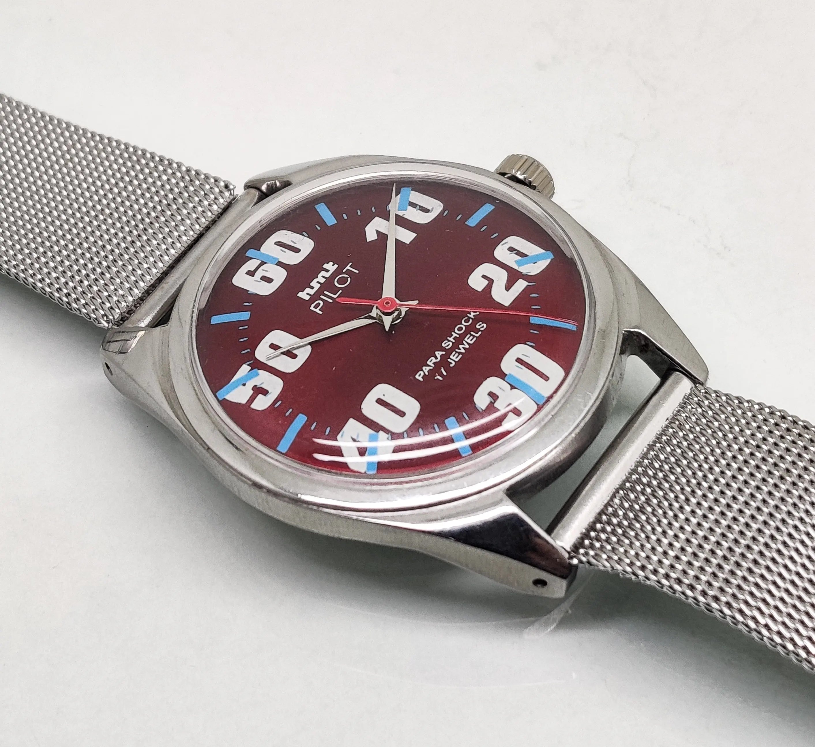 Hmt Pilot Mechanical Handwinding Movement stainless Steel Para Shock 17 Jewels Analog Dial Wrist Watch For Men National Watches