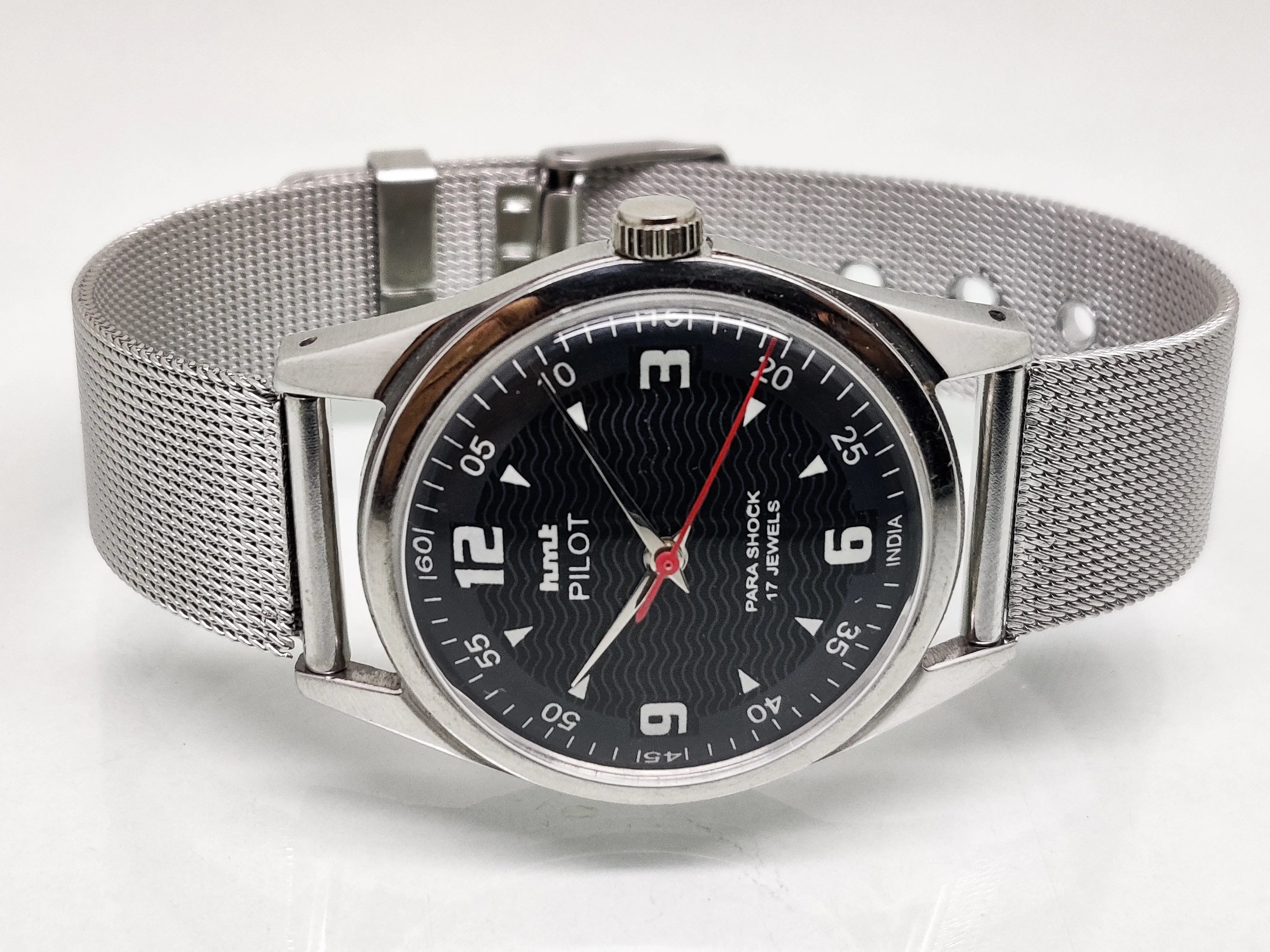 Hmt Pilot Mechanical Handwinding Movement stainless Steel Para Shock 17 Jewels Analog Dial Wrist Watch For Men National Watches