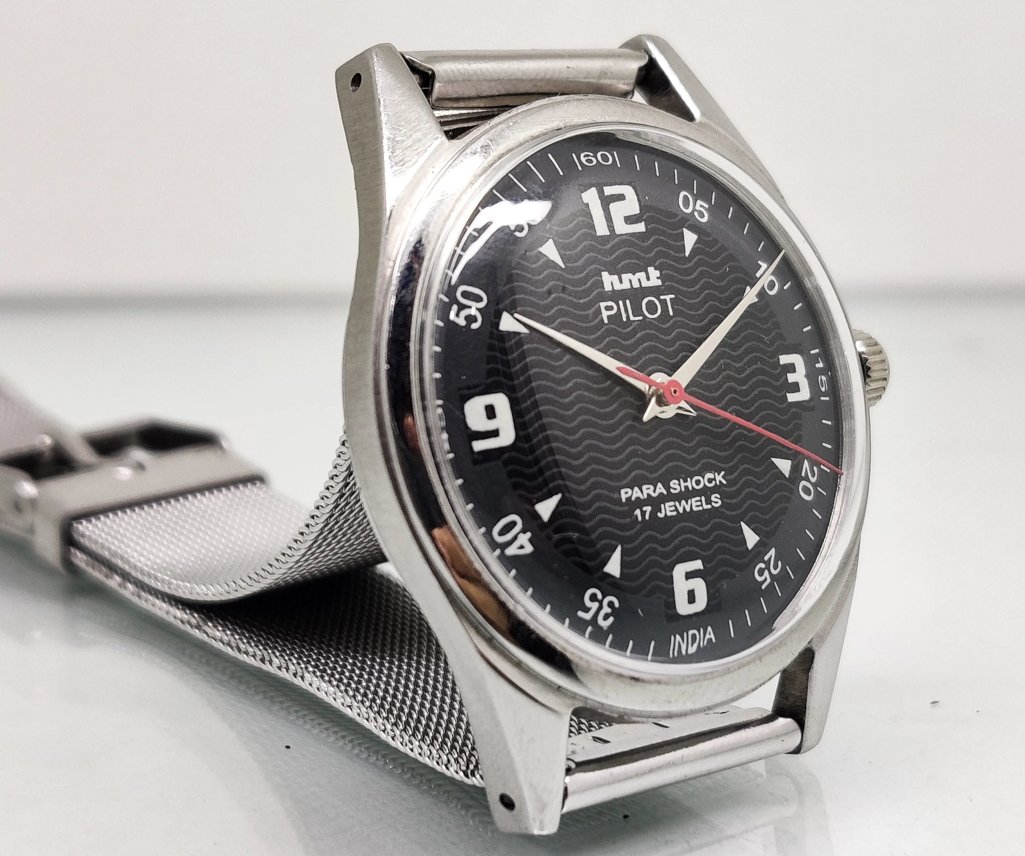 Hmt Pilot Mechanical Handwinding Movement stainless Steel Para Shock 17 Jewels Analog Dial Wrist Watch For Men National Watches