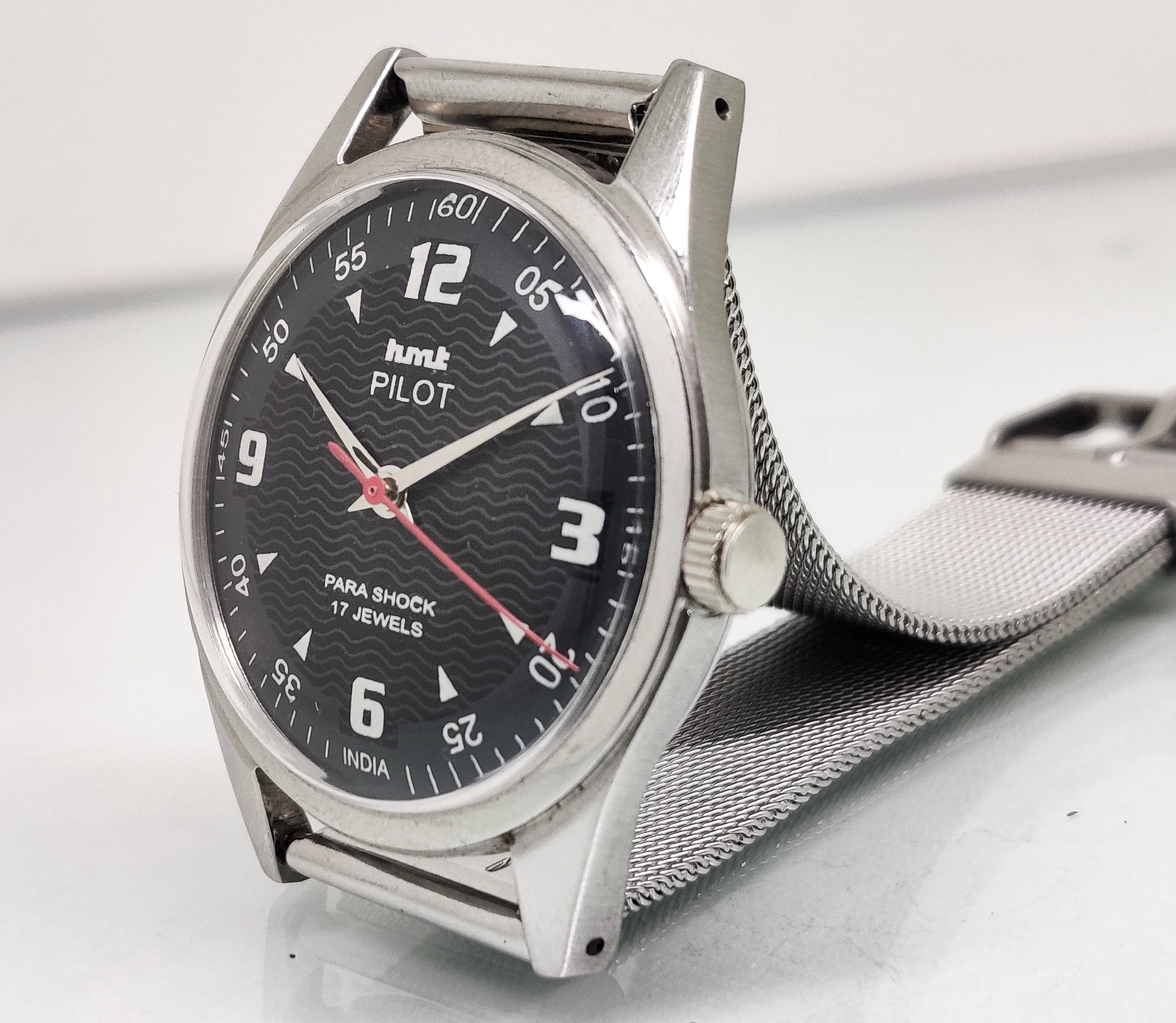 Hmt Pilot Mechanical Handwinding Movement stainless Steel Para Shock 17 Jewels Analog Dial Wrist Watch For Men National Watches