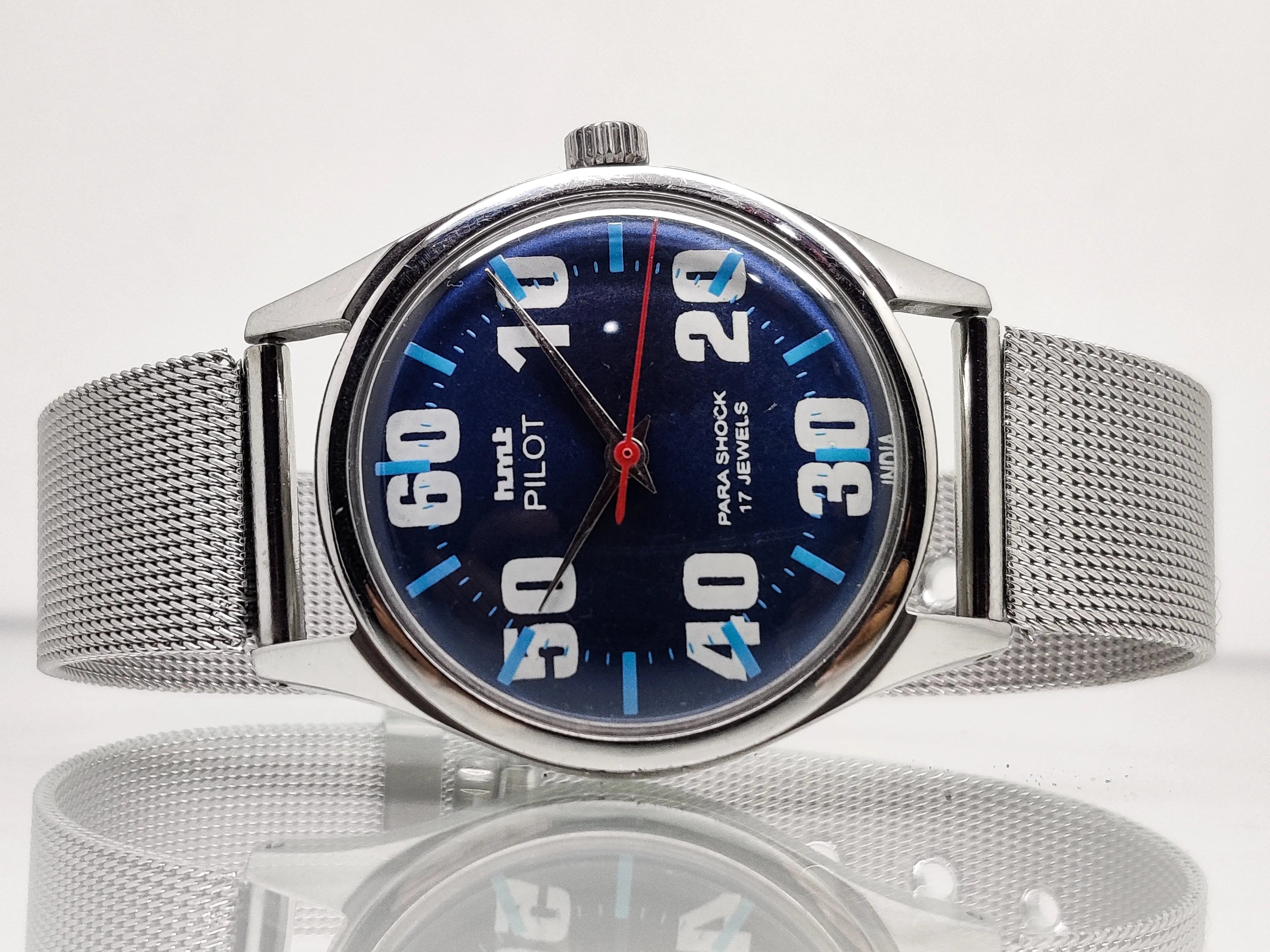 Hmt Pilot Mechanical Handwinding Movement stainless Steel Para Shock 17 Jewels Analog Dial Wrist Watch For Men National Watches