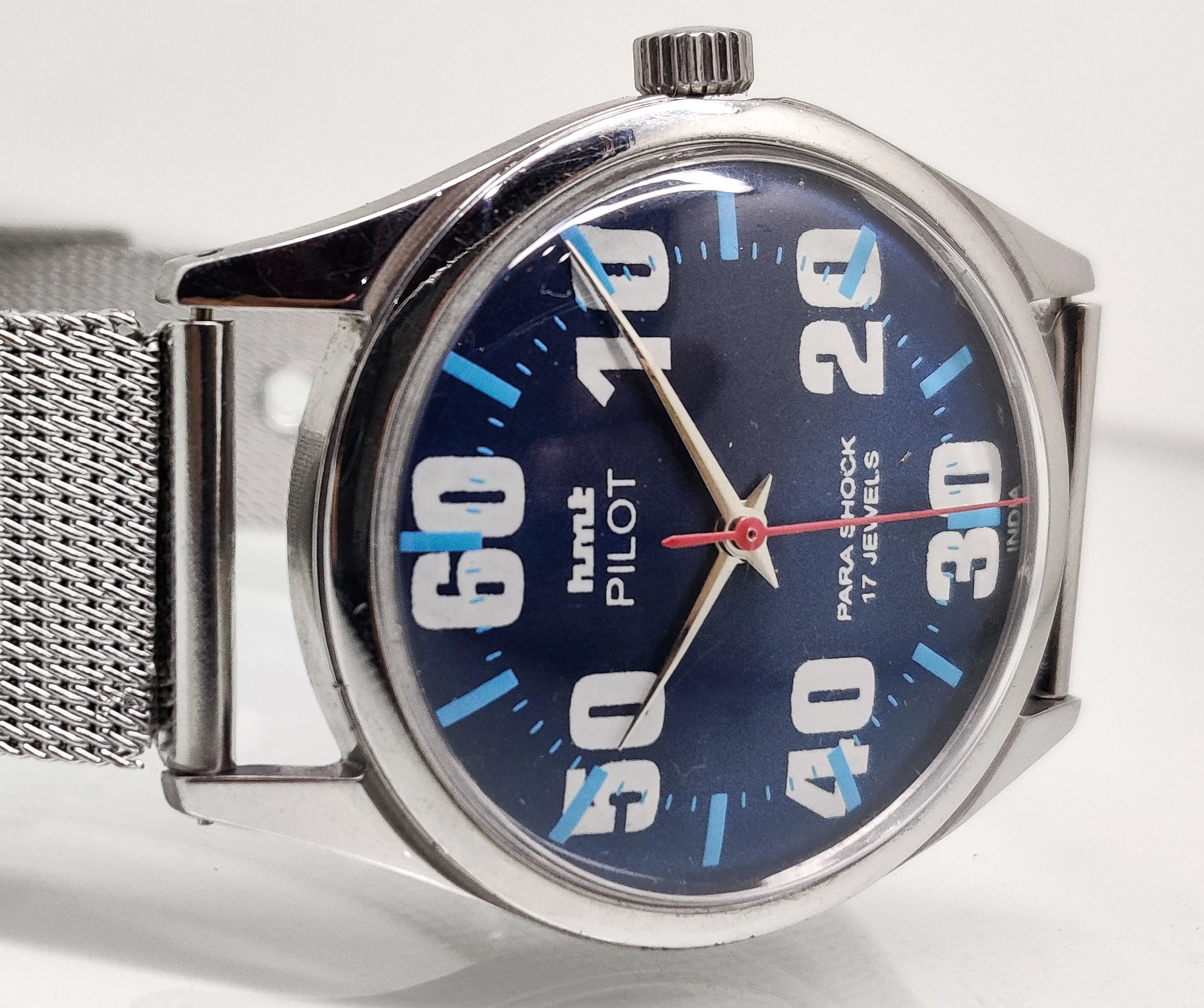 Hmt Pilot Mechanical Handwinding Movement stainless Steel Para Shock 17 Jewels Analog Dial Wrist Watch For Men National Watches