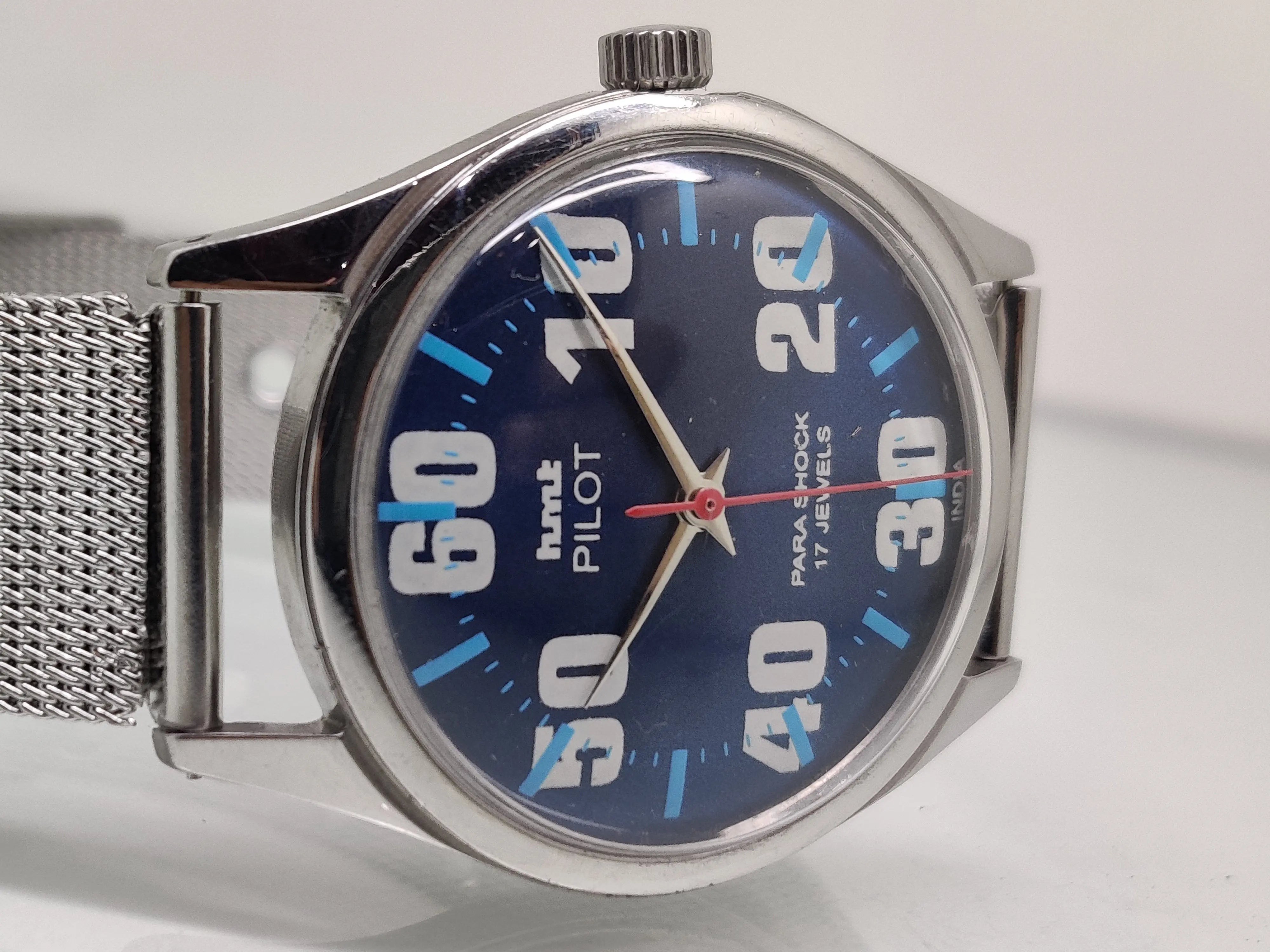 Hmt Pilot Mechanical Handwinding Movement stainless Steel Para Shock 17 Jewels Analog Dial Wrist Watch For Men National Watches