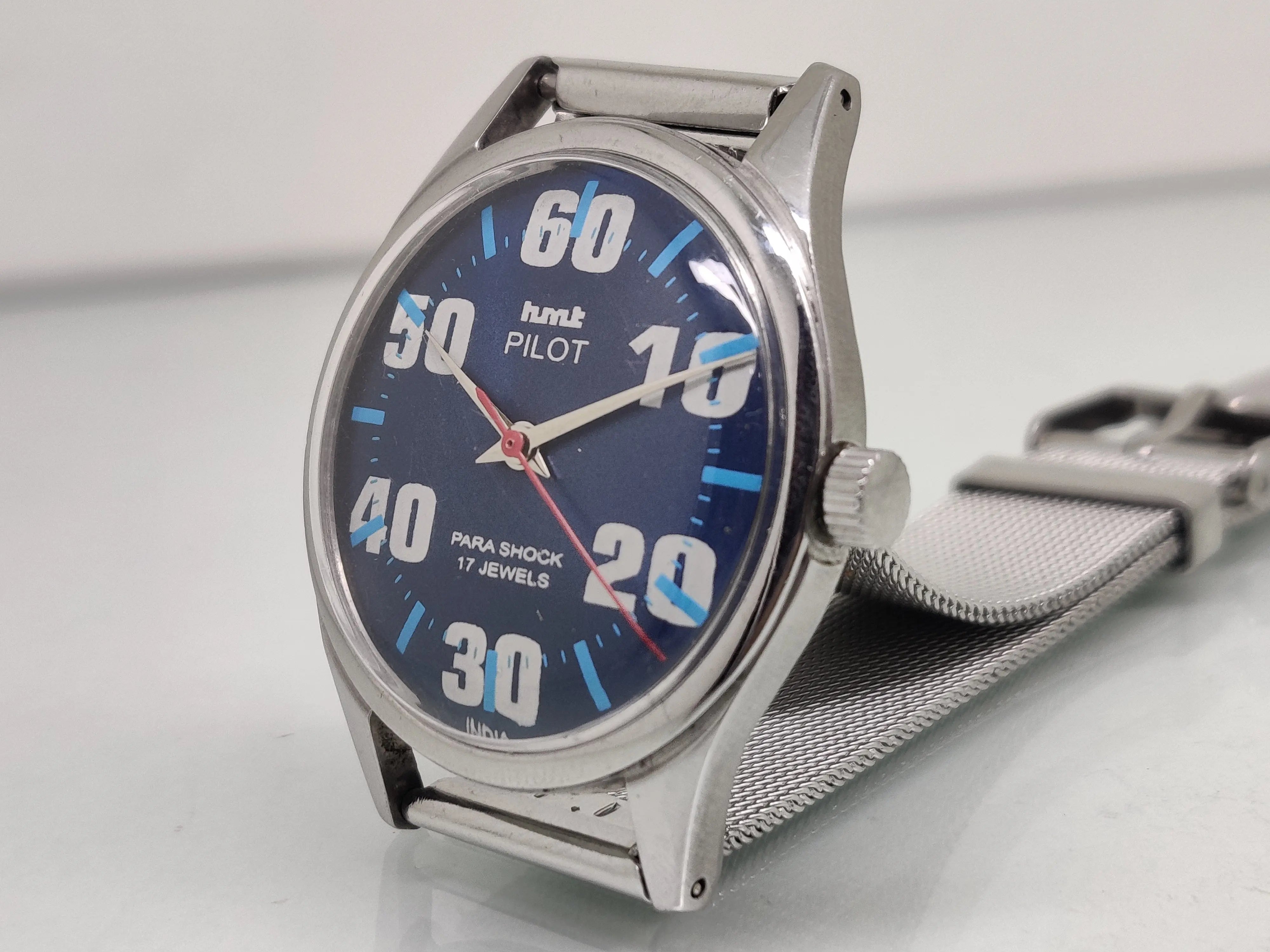 Hmt Pilot Mechanical Handwinding Movement stainless Steel Para Shock 17 Jewels Analog Dial Wrist Watch For Men National Watches