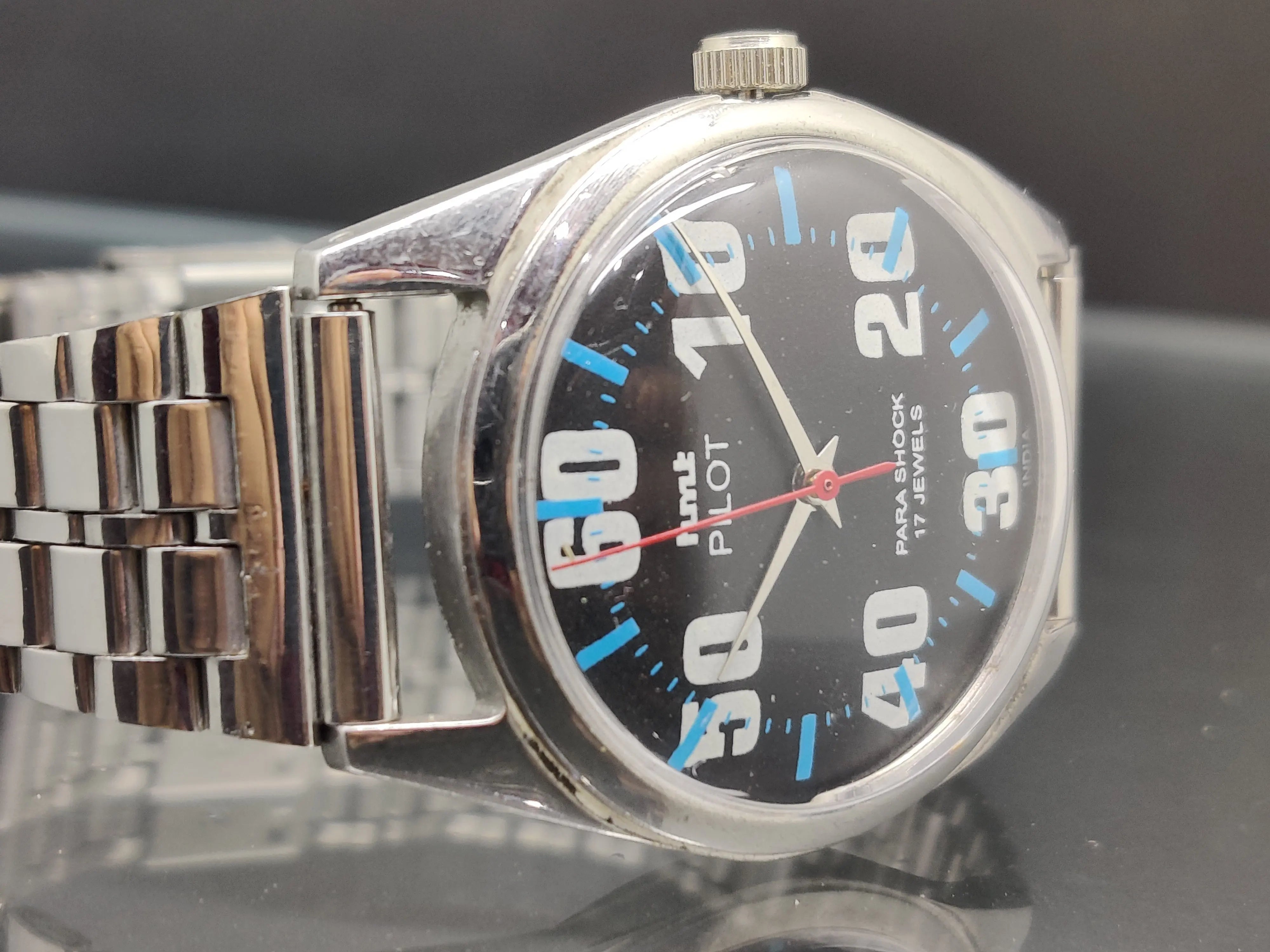 Hmt Pilot Mechanical Handwinding Movement stainless Steel Para Shock 17 Jewels Analog Dial Wrist Watch For Men National Watches