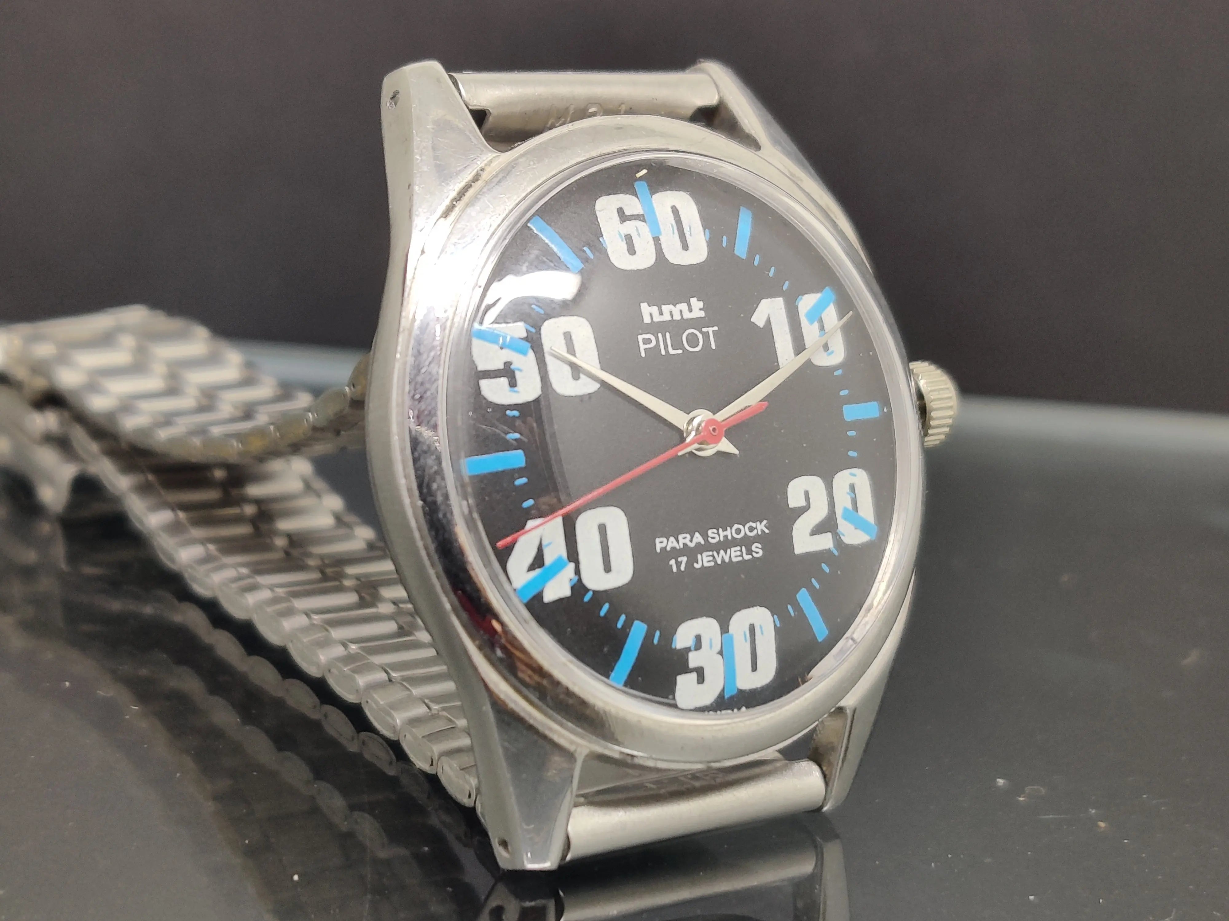 Hmt Pilot Mechanical Handwinding Movement stainless Steel Para Shock 17 Jewels Analog Dial Wrist Watch For Men National Watches