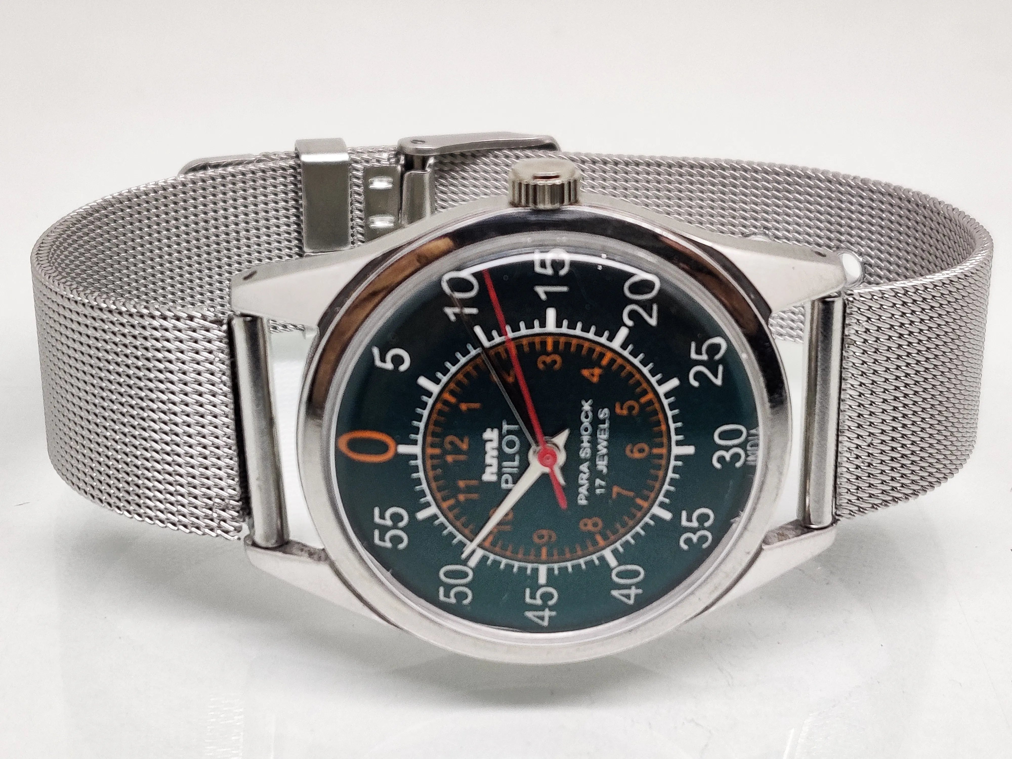 Hmt Pilot Mechanical Handwinding Movement stainless Steel Para Shock 17 Jewels Analog Dial Wrist Watch For Men National Watches