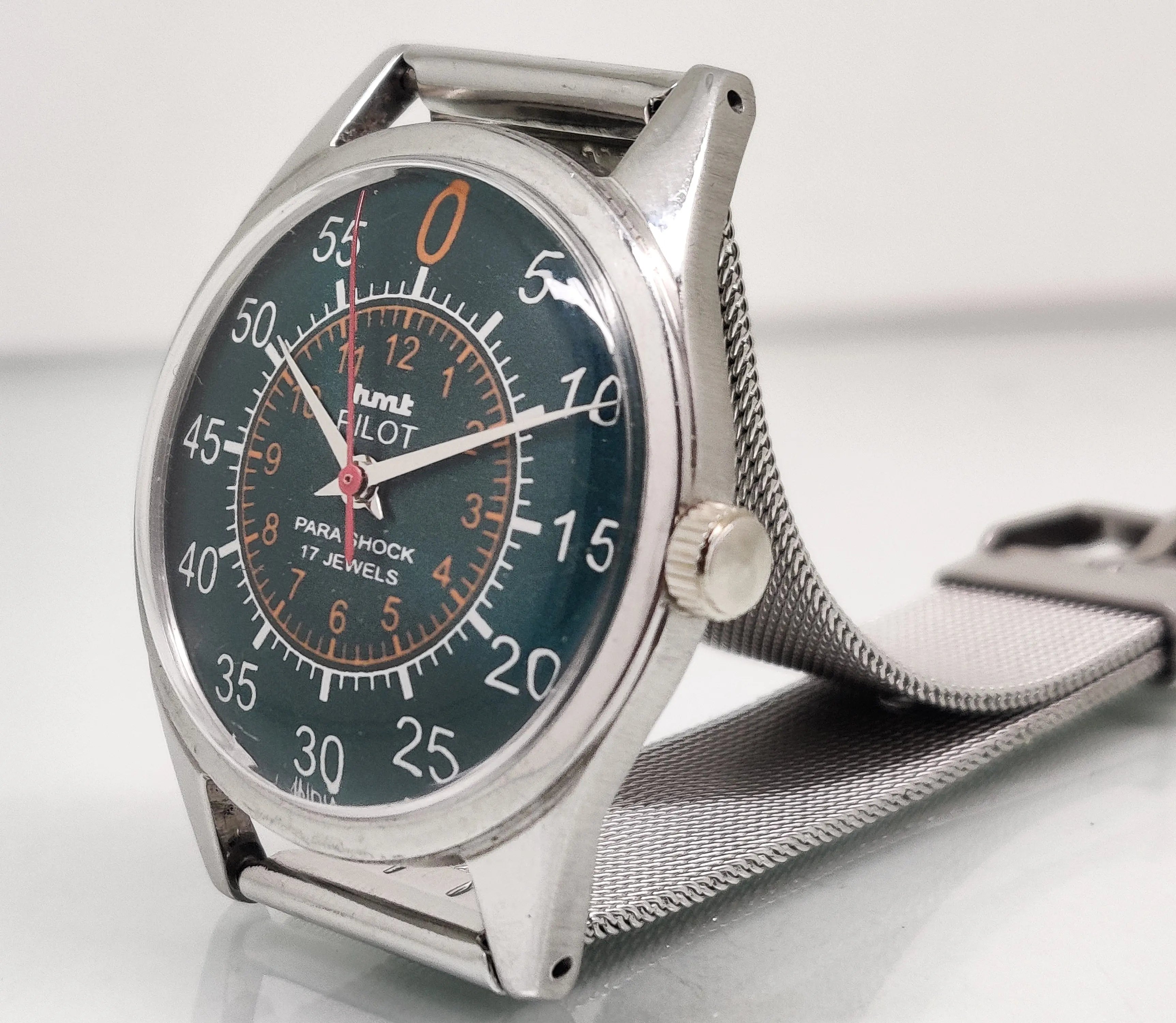 Hmt Pilot Mechanical Handwinding Movement stainless Steel Para Shock 17 Jewels Analog Dial Wrist Watch For Men National Watches