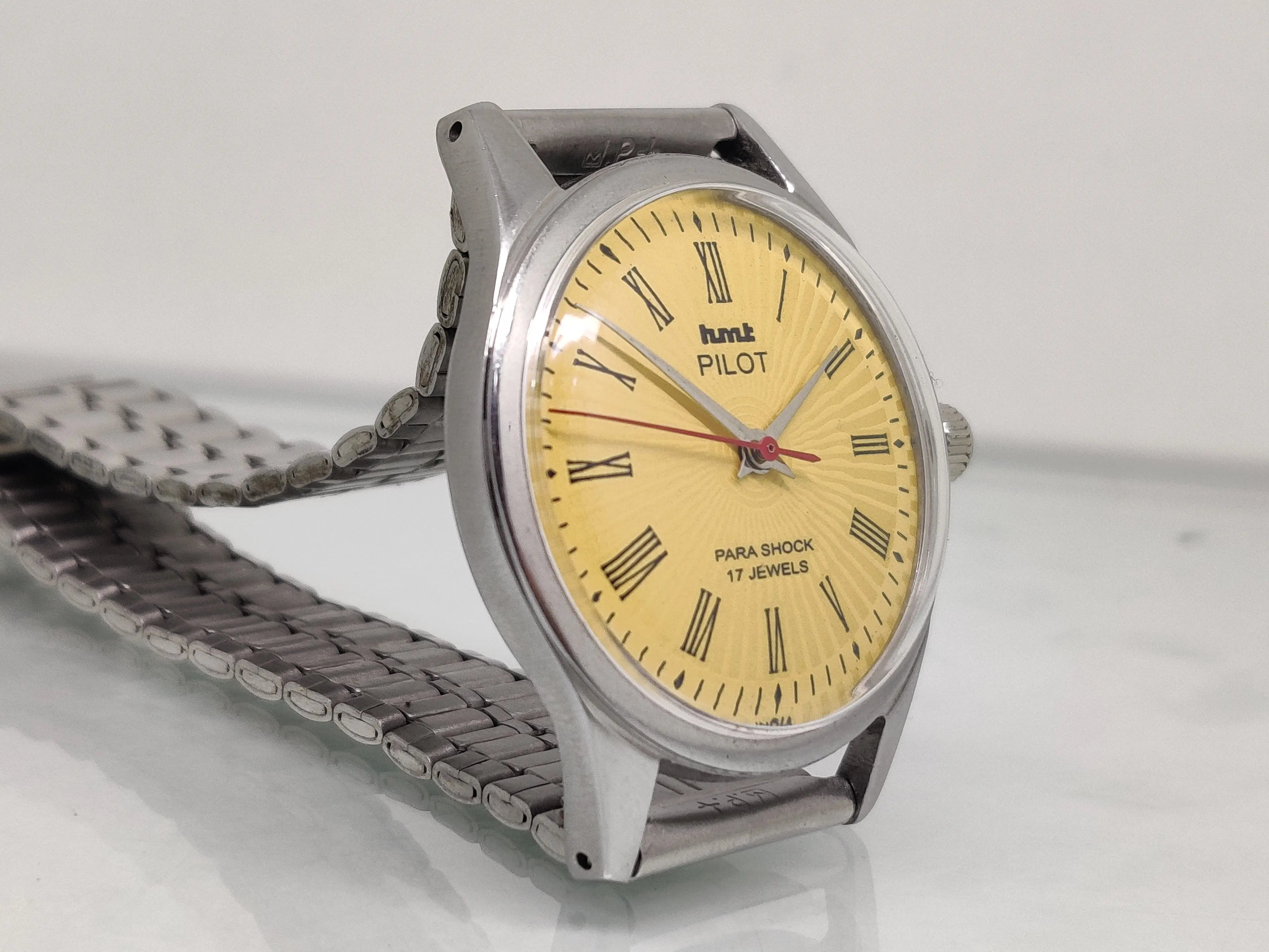 Hmt Pilot Mechanical Handwinding Movement stainless Steel Para Shock 17 Jewels Analog Dial Wrist Watch For Men National Watches