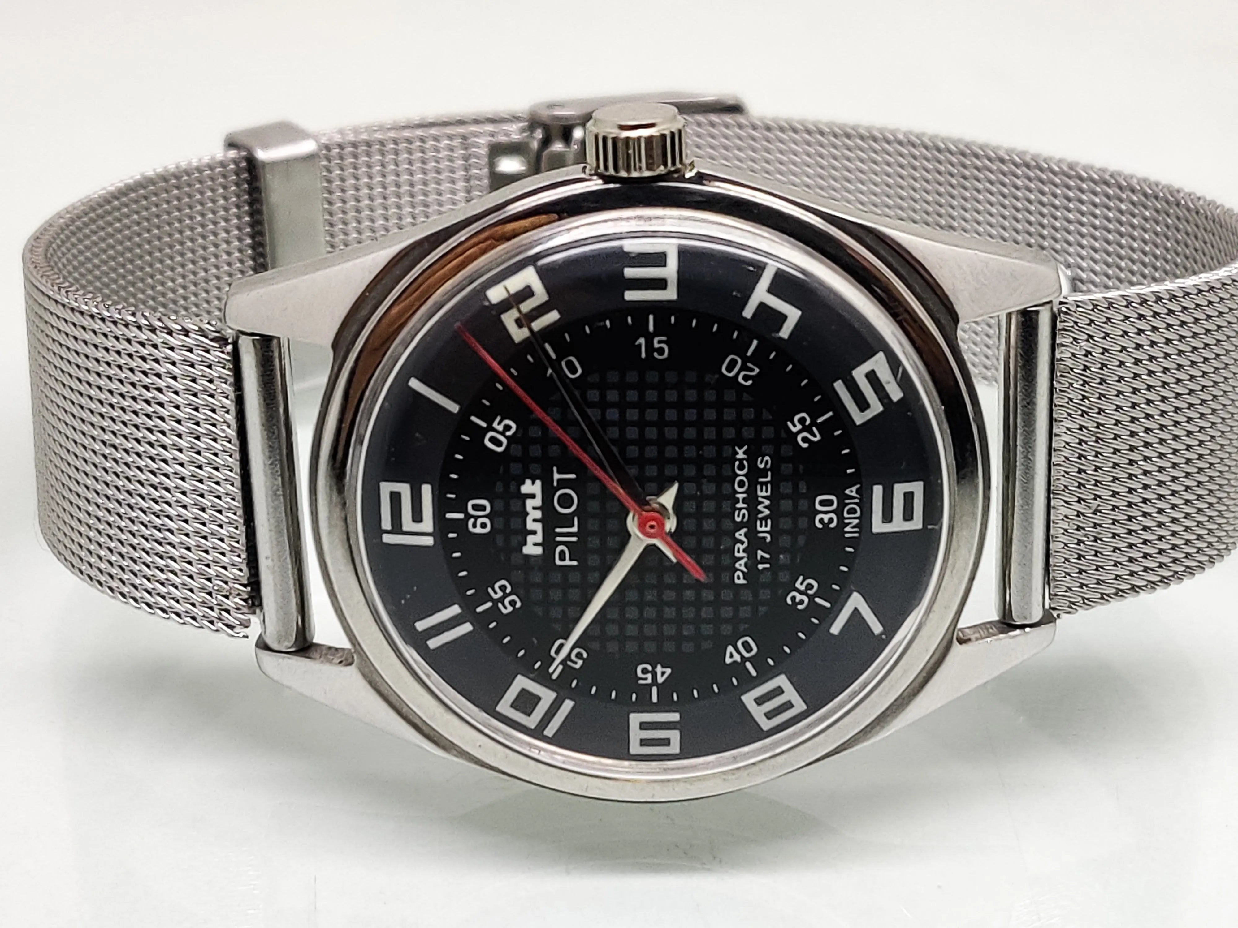 Hmt Pilot Mechanical Handwinding Movement stainless Steel Para Shock 17 Jewels Analog Dial Wrist Watch For Men National Watches