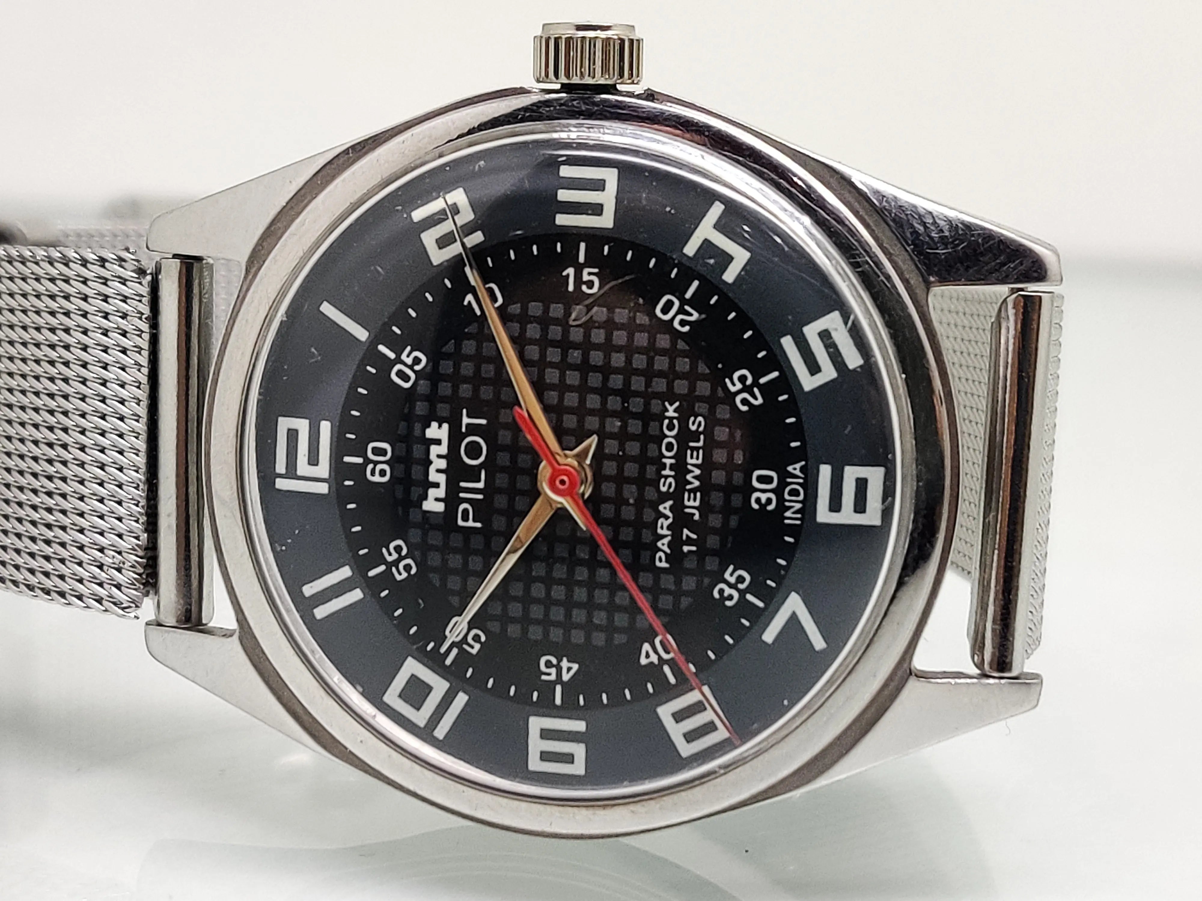 Hmt Pilot Mechanical Handwinding Movement stainless Steel Para Shock 17 Jewels Analog Dial Wrist Watch For Men National Watches
