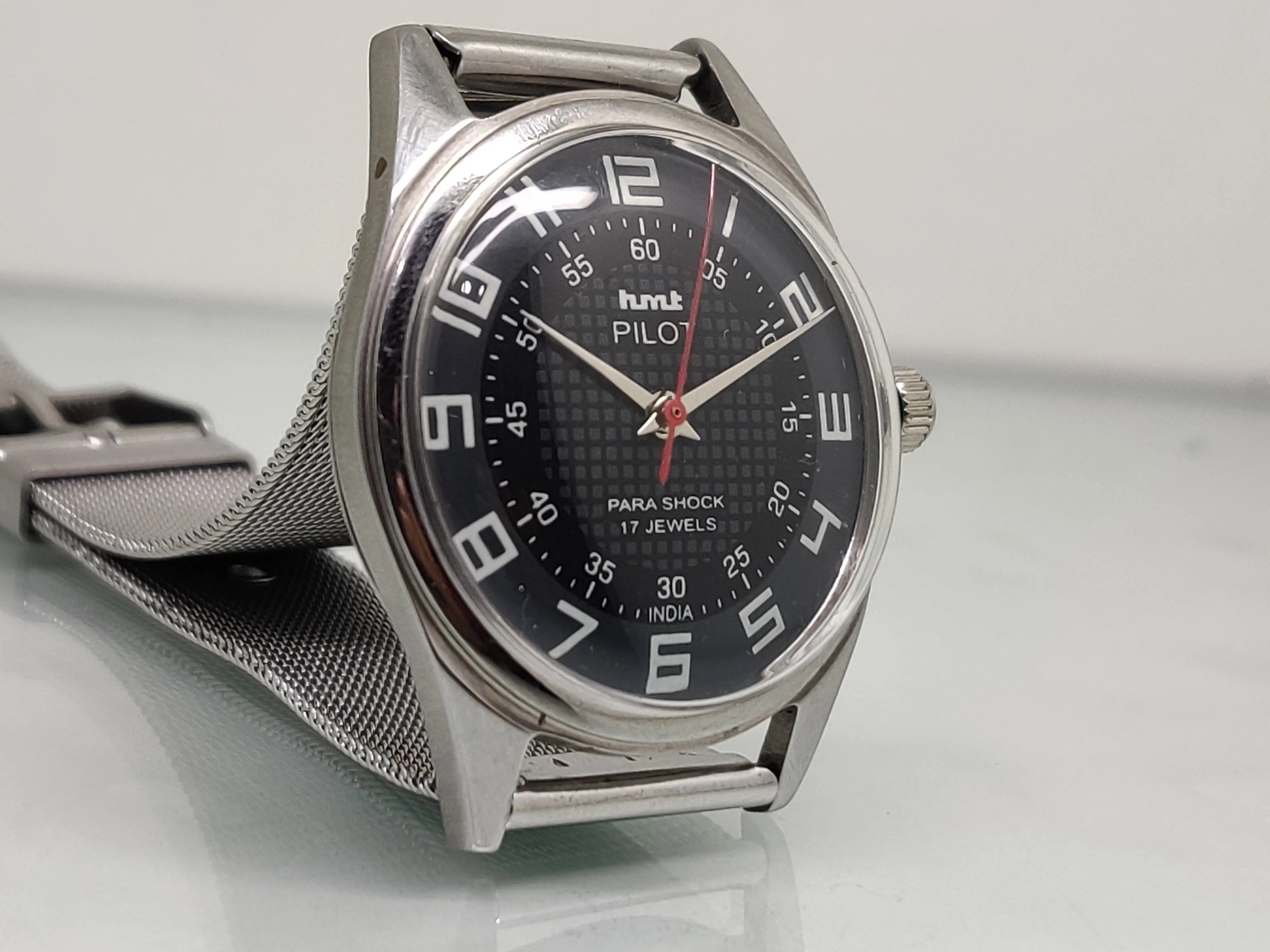 Hmt Pilot Mechanical Handwinding Movement stainless Steel Para Shock 17 Jewels Analog Dial Wrist Watch For Men National Watches