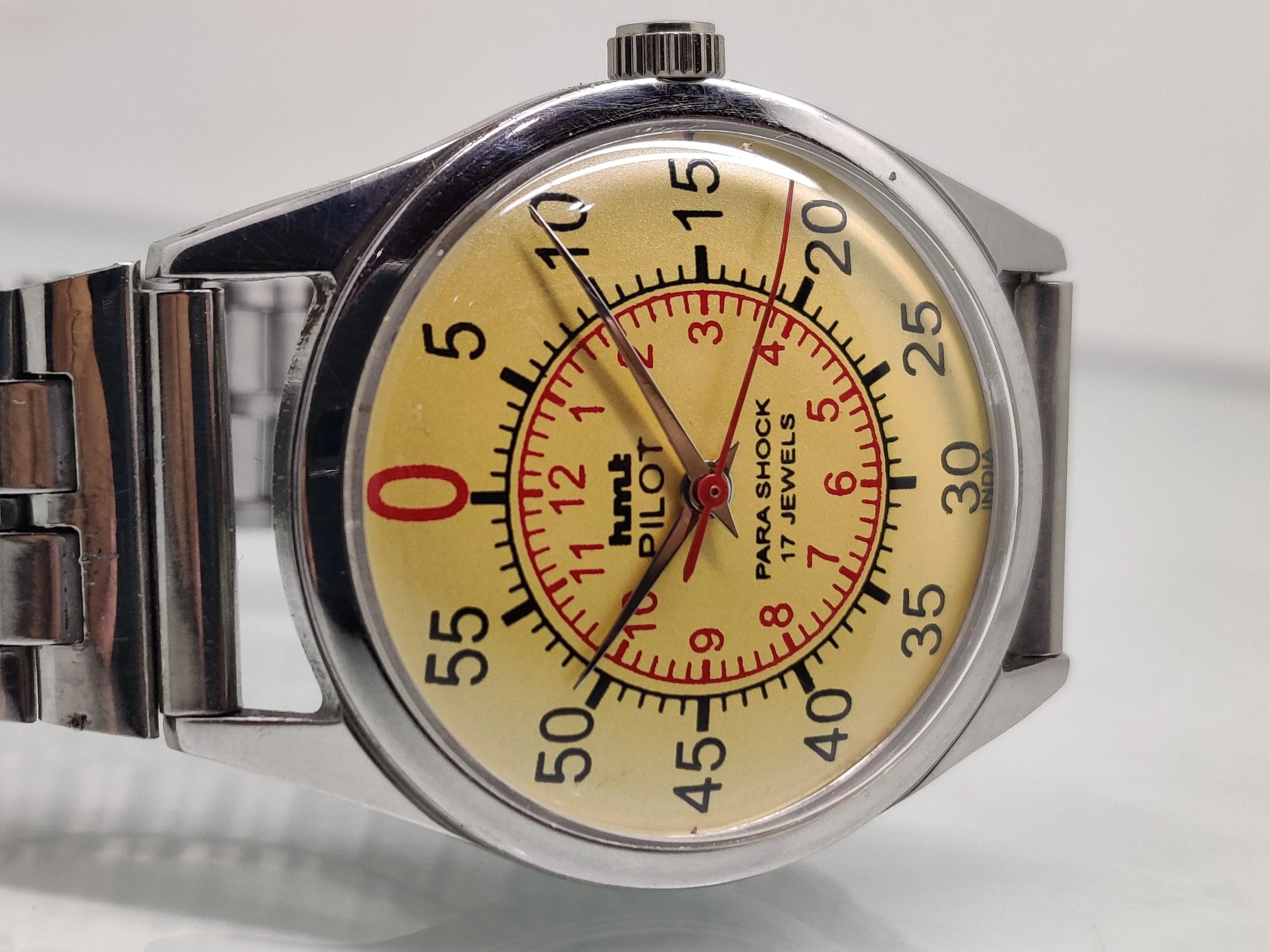 Hmt Pilot Mechanical Handwinding Movement stainless Steel Para Shock 17 Jewels Analog Dial Wrist Watch For Men National Watches