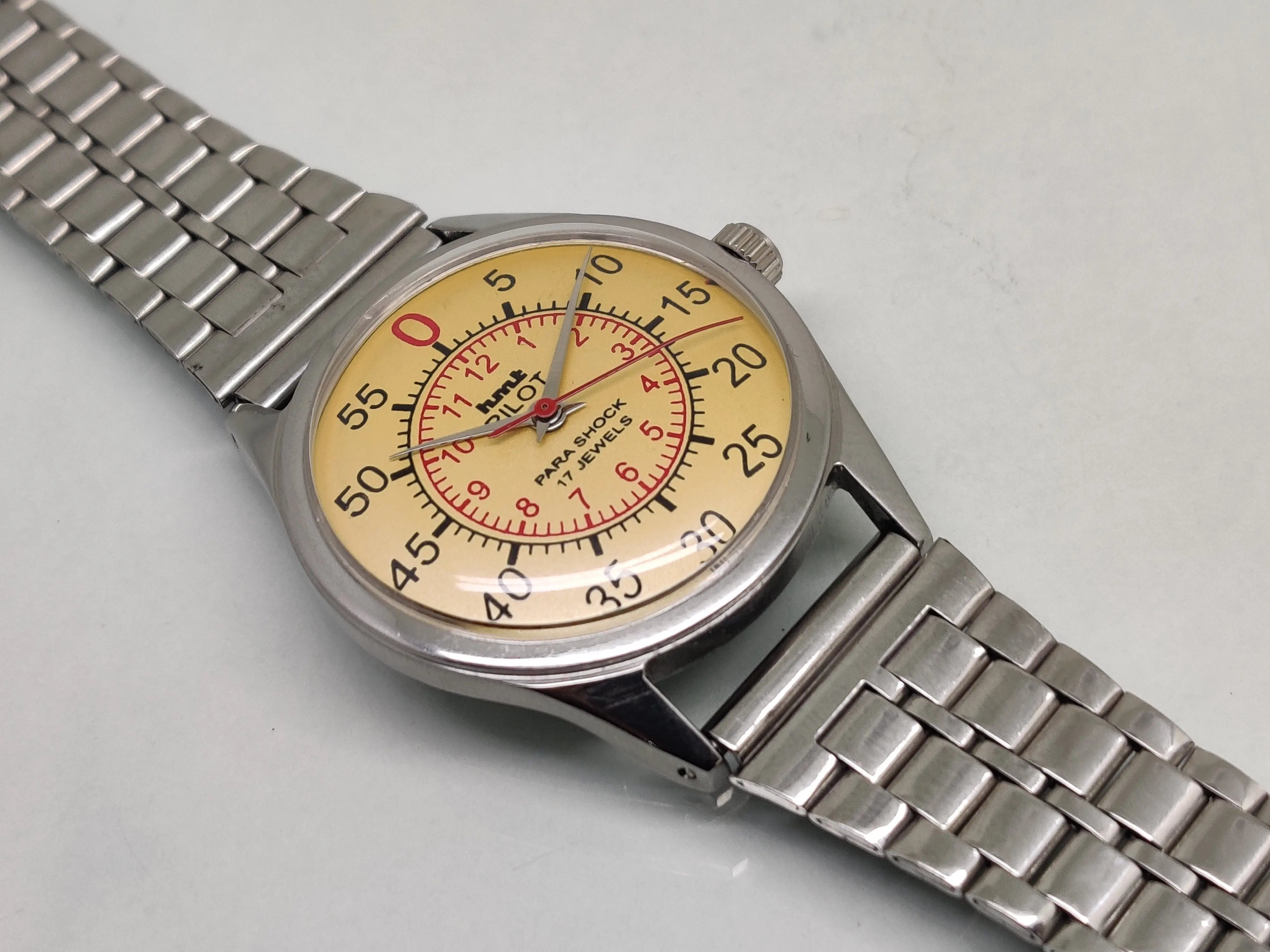 Hmt Pilot Mechanical Handwinding Movement stainless Steel Para Shock 17 Jewels Analog Dial Wrist Watch For Men National Watches