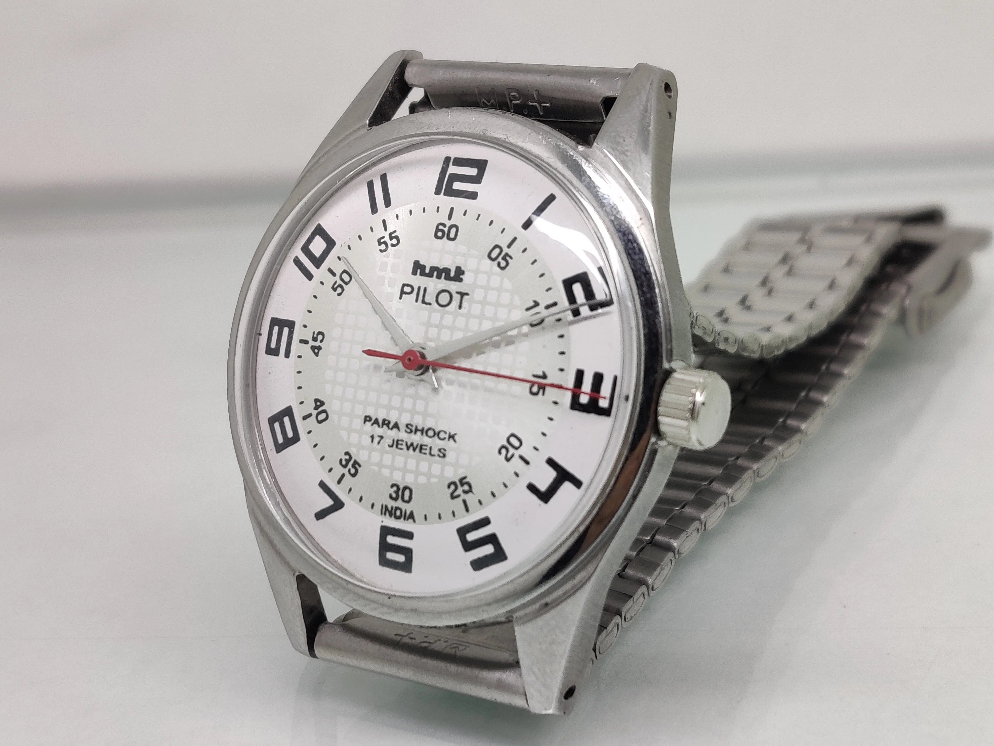 Hmt Pilot Mechanical Handwinding Movement stainless Steel Para Shock 17 Jewels Analog Dial Wrist Watch For Men National Watches