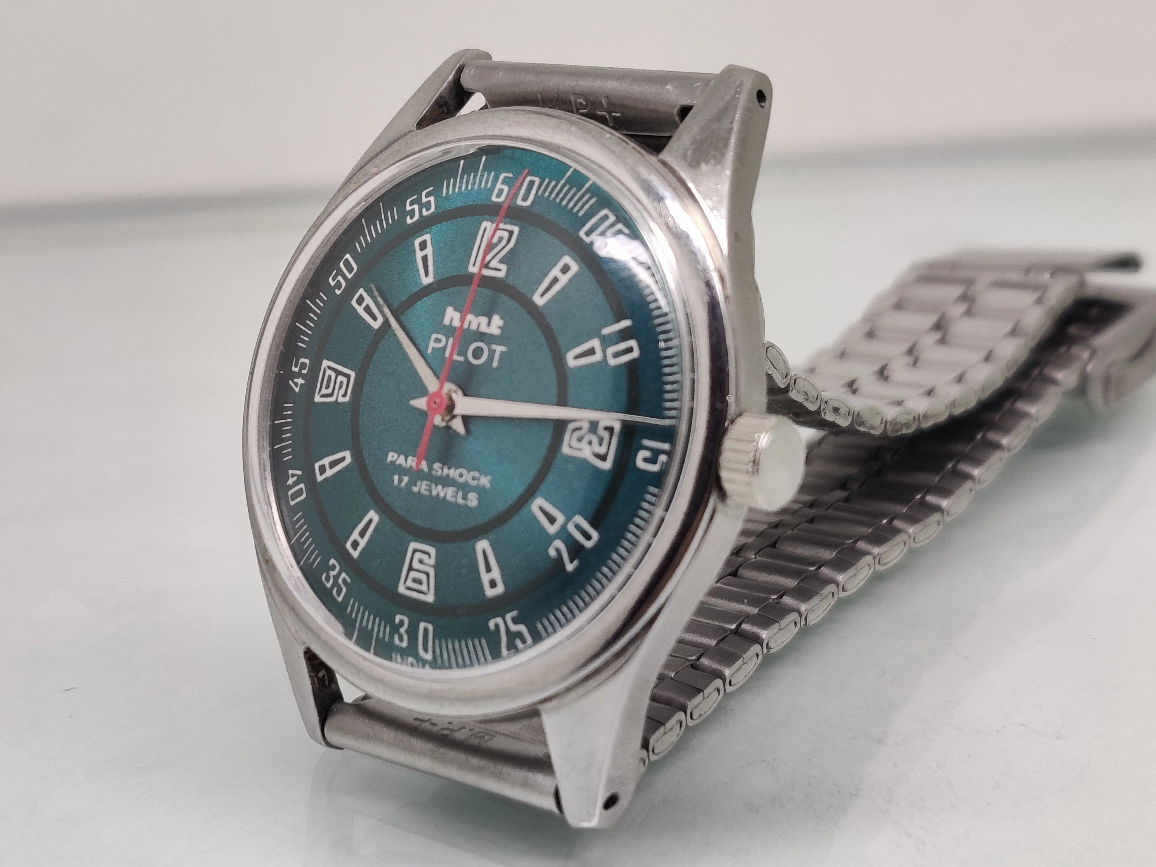 Hmt Pilot Mechanical Handwinding Movement stainless Steel Para Shock 17 Jewels Analog Dial Wrist Watch For Men National Watches