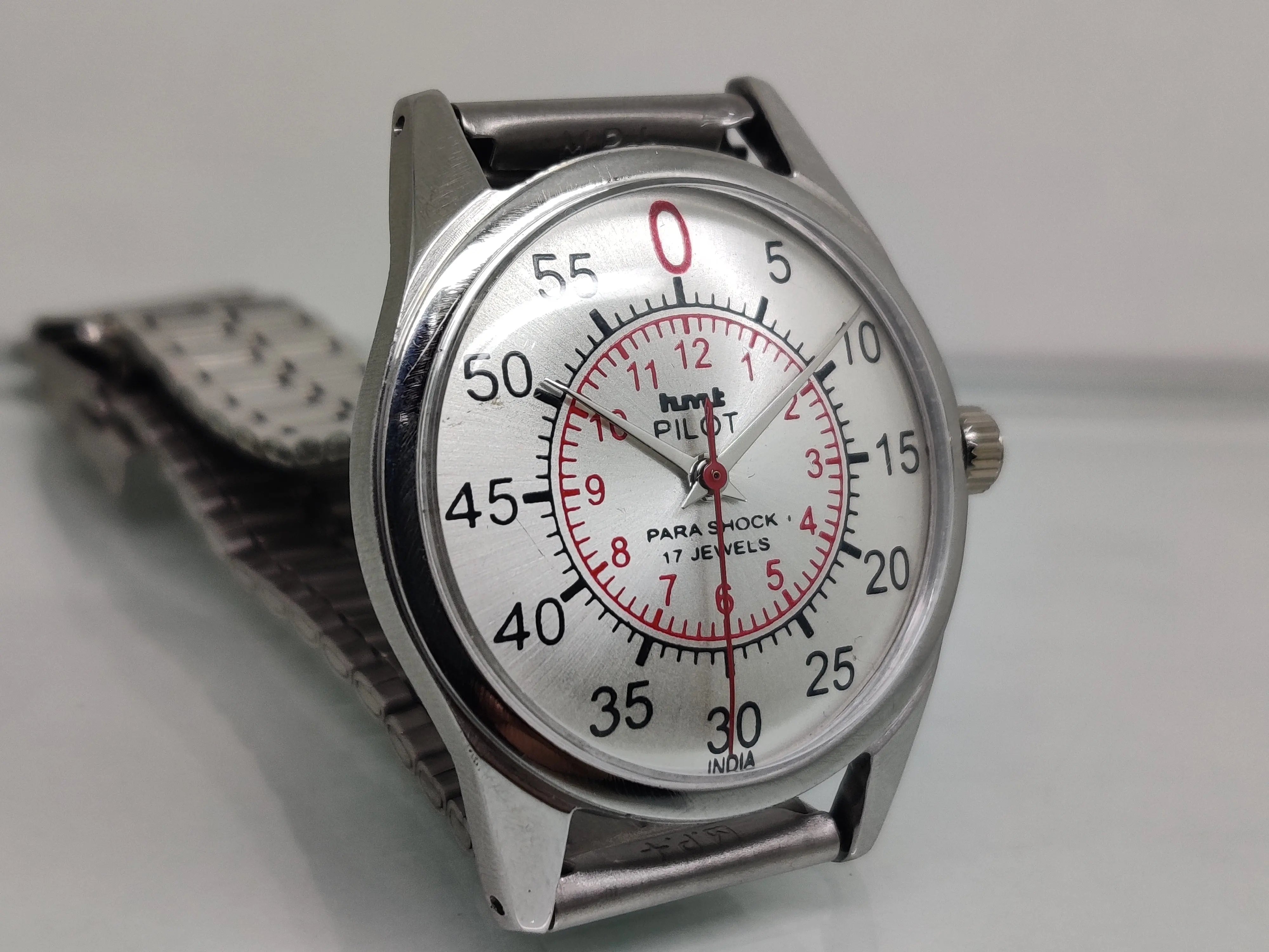 Hmt Pilot Mechanical Handwinding Movement stainless Steel Para Shock 17 Jewels Analog Dial Wrist Watch For Men National Watches