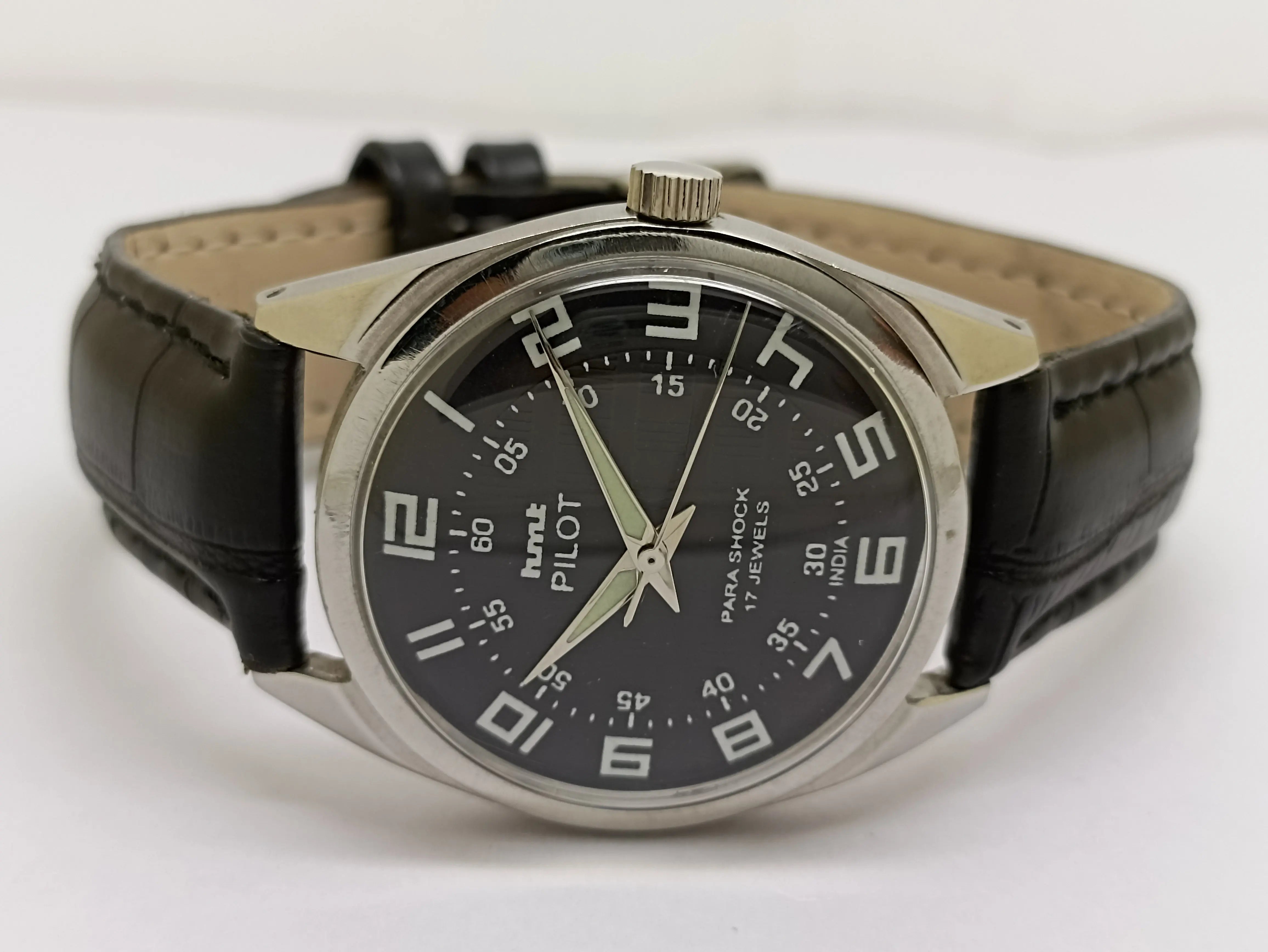 Hmt Pilot Mechanical Handwinding Movement stainless Steel Para Shock 17 Jewels Analog Dial Wrist Watch For Men National Watches