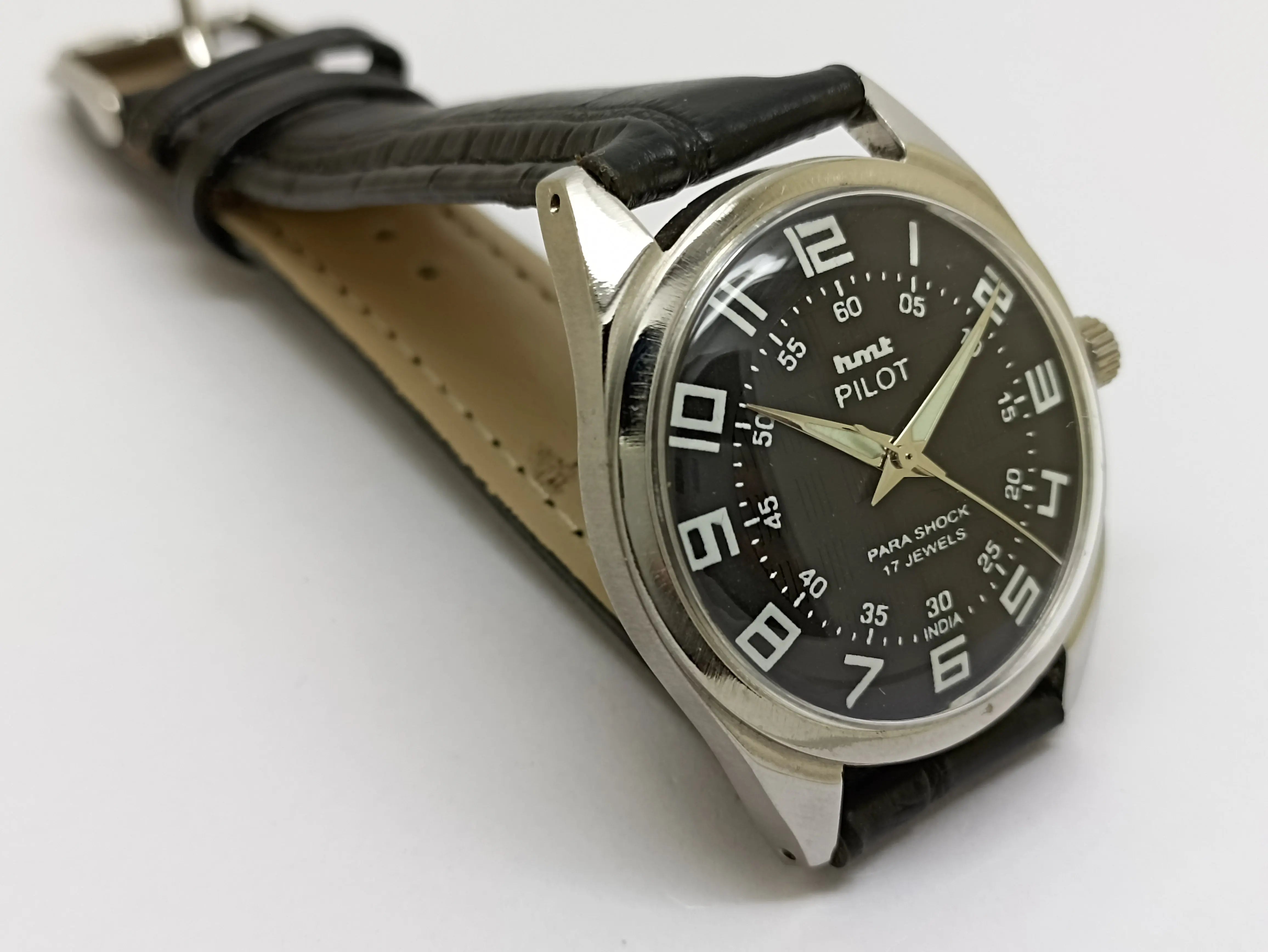 Hmt Pilot Mechanical Handwinding Movement stainless Steel Para Shock 17 Jewels Analog Dial Wrist Watch For Men National Watches