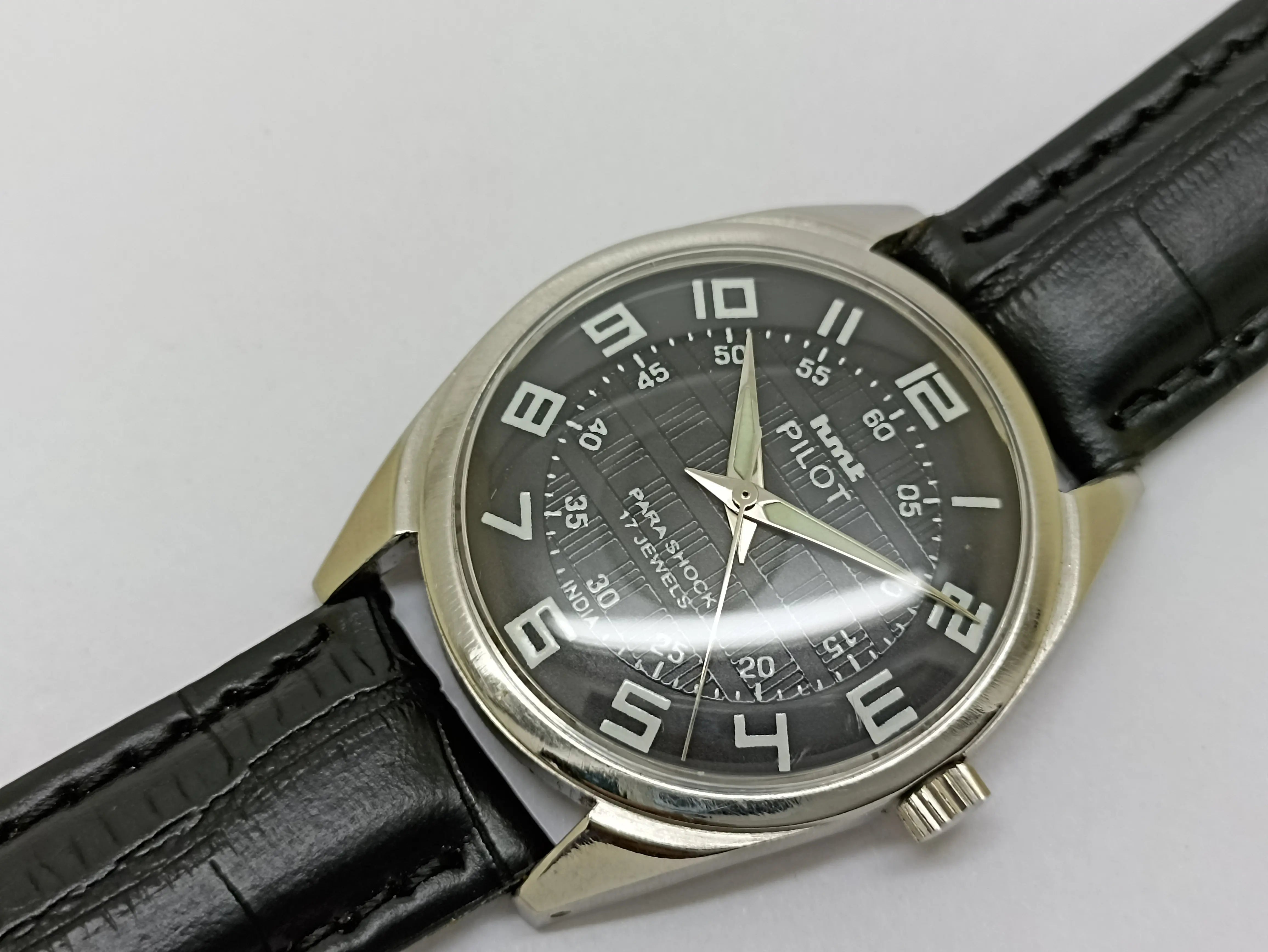 Hmt Pilot Mechanical Handwinding Movement stainless Steel Para Shock 17 Jewels Analog Dial Wrist Watch For Men National Watches