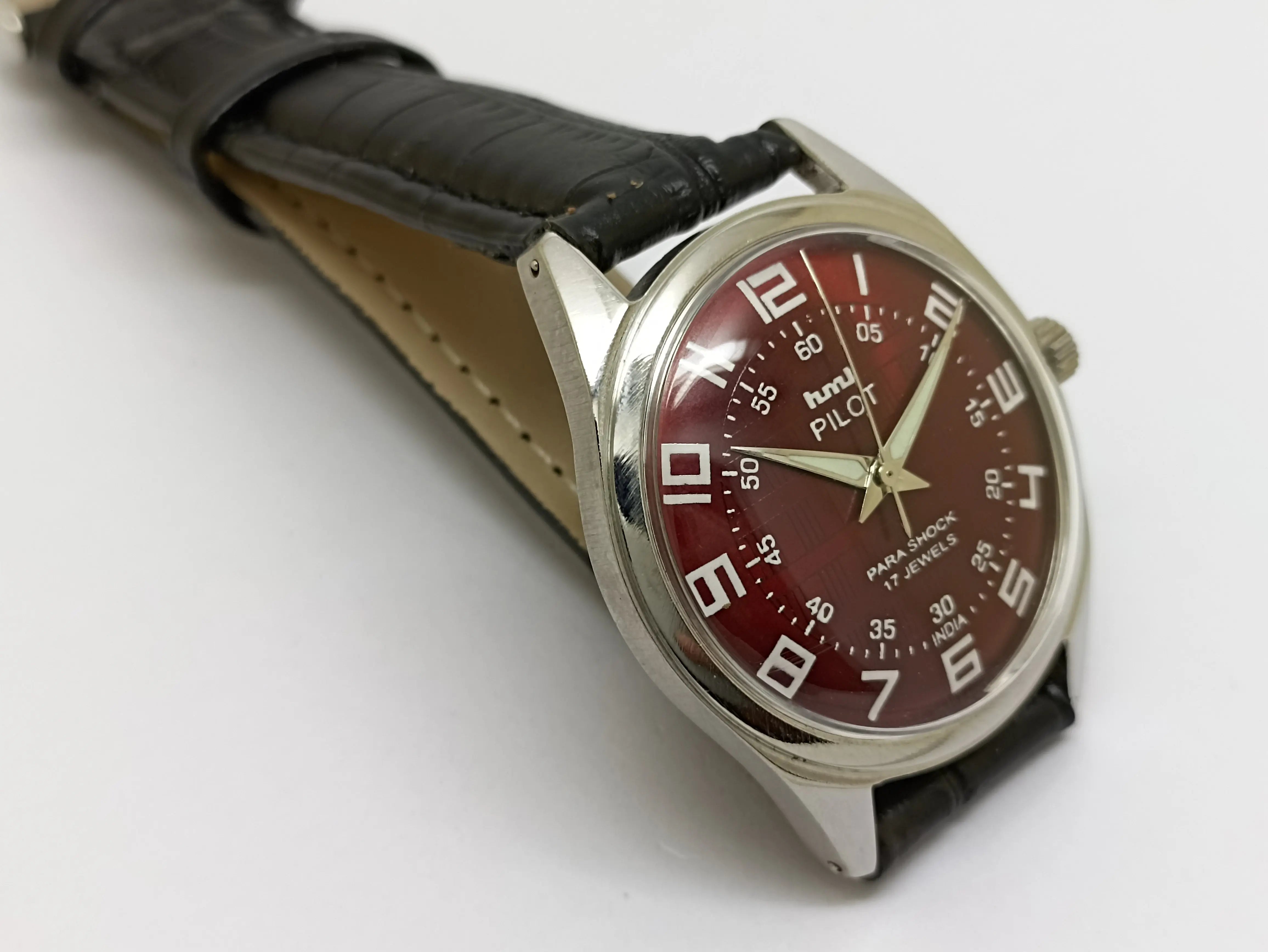 Hmt Pilot Mechanical Handwinding Movement stainless Steel Para Shock 17 Jewels Analog Dial Wrist Watch For Men National Watches