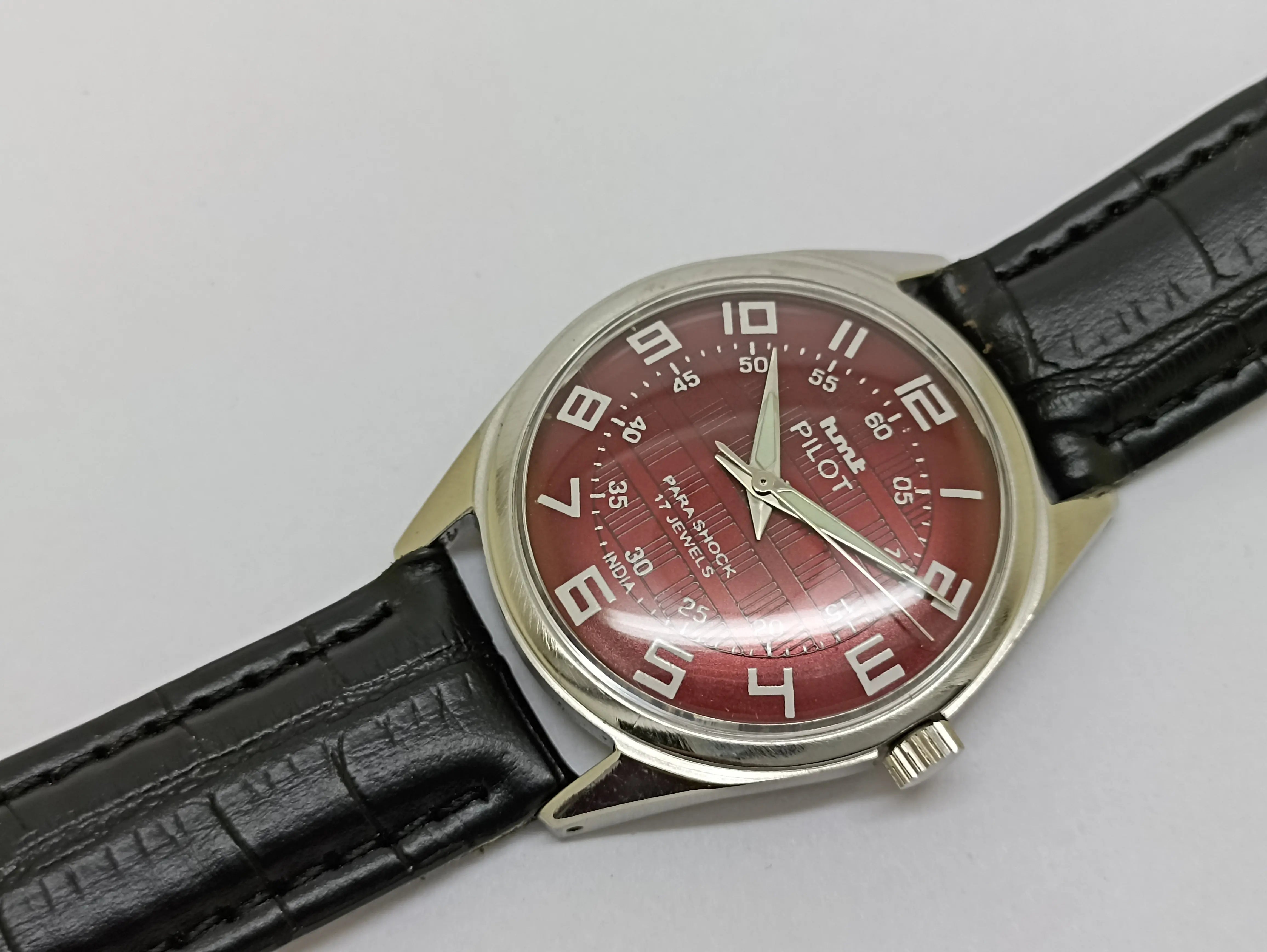 Hmt Pilot Mechanical Handwinding Movement stainless Steel Para Shock 17 Jewels Analog Dial Wrist Watch For Men National Watches